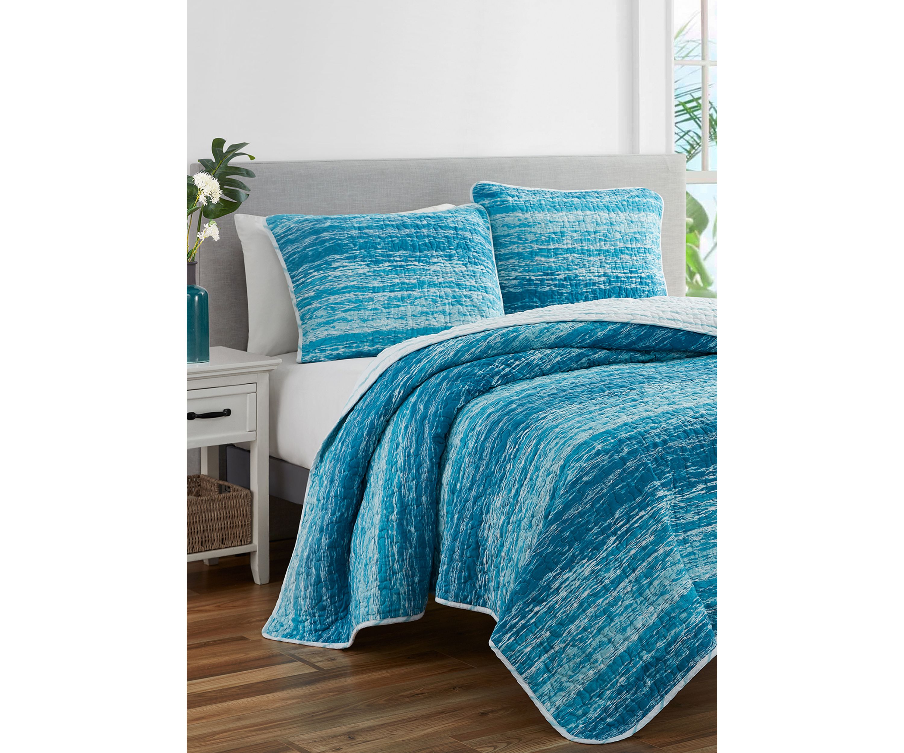 Ocean Stripe  Reversible Pre Washed Cotton Quilt Set