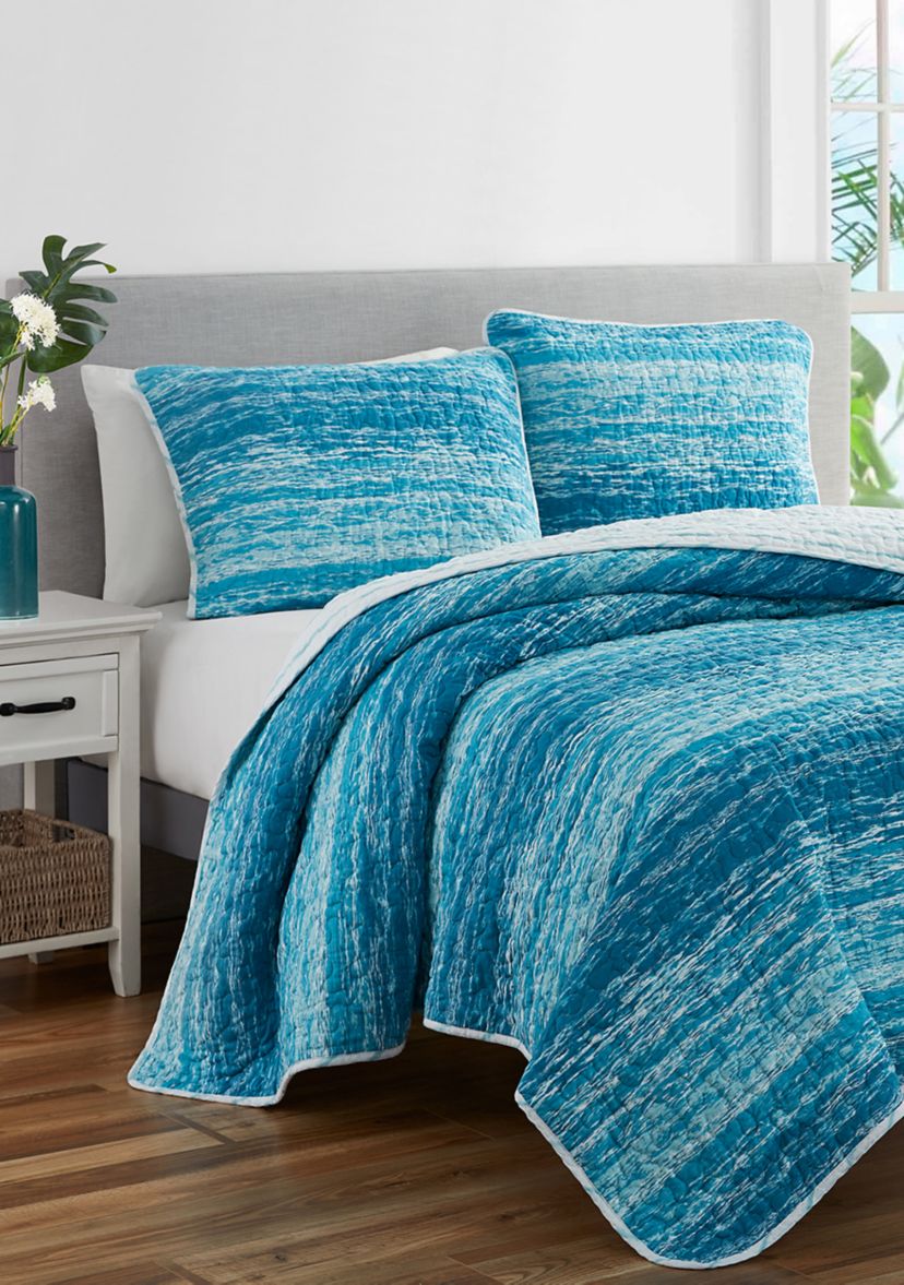 Ocean Stripe  Reversible Pre Washed Cotton Quilt Set