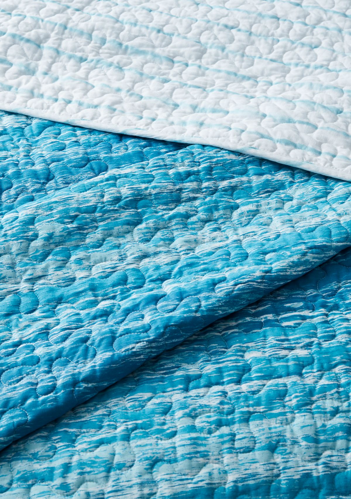 Ocean Stripe  Reversible Pre Washed Cotton Quilt Set