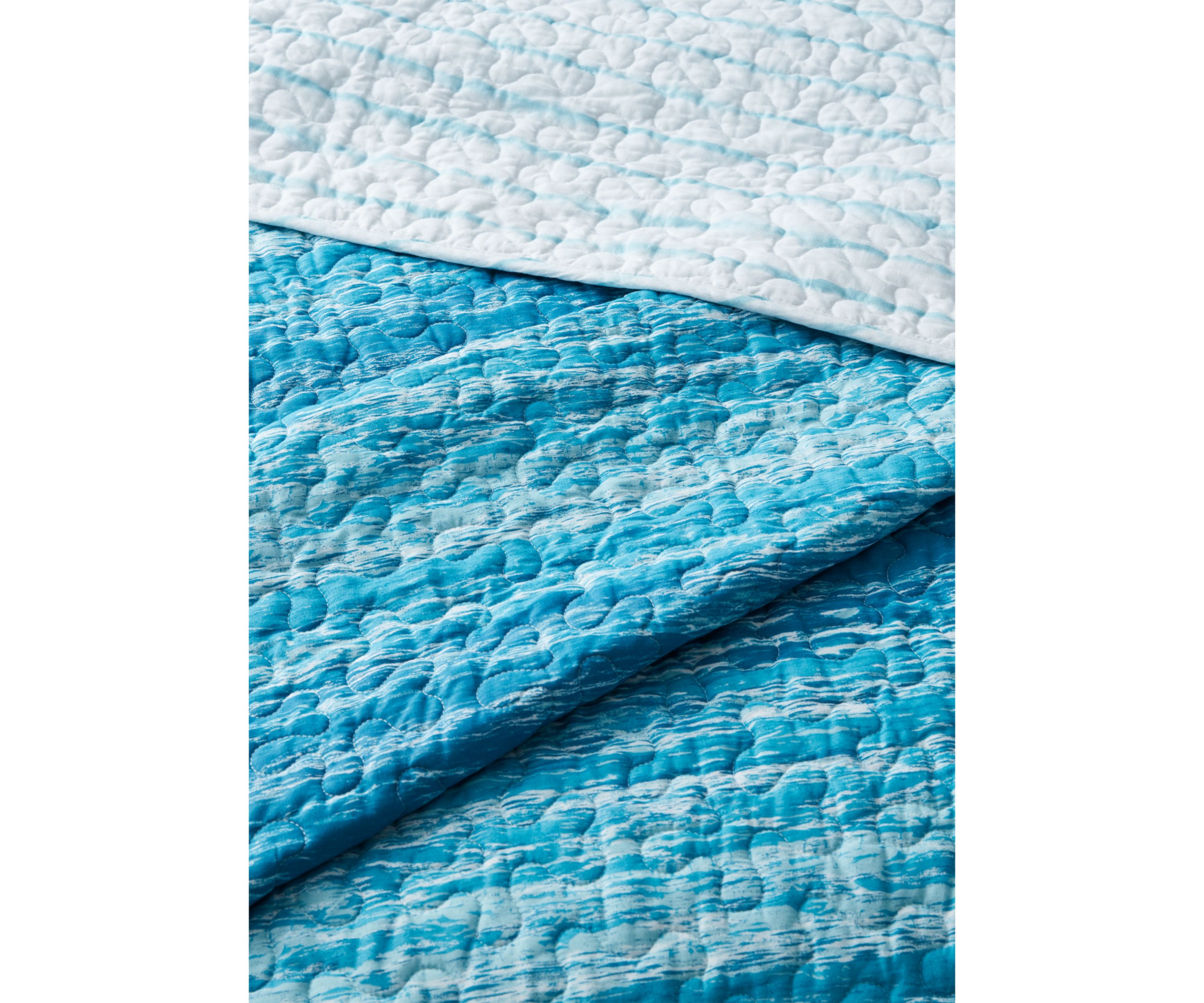 Ocean Stripe  Reversible Pre Washed Cotton Quilt Set