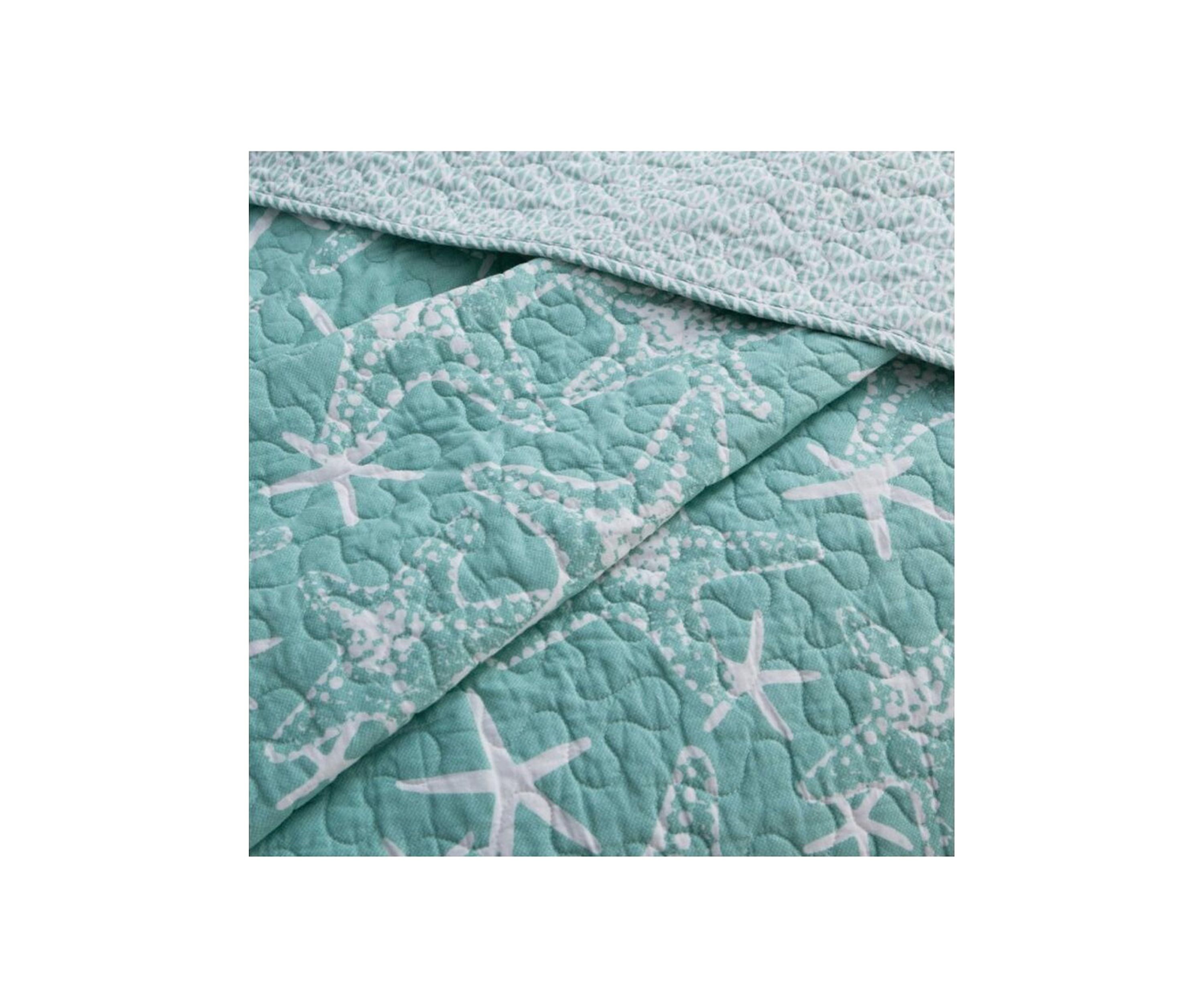 Starfish Aqua Cotton Quilt Set