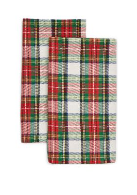 Winter Dishtowels- Set of Two (1 Plaid & 1 Trees with Cardinal) – The ADKX  Store