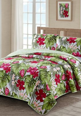 Paradise Palm Reversible Quilt Set