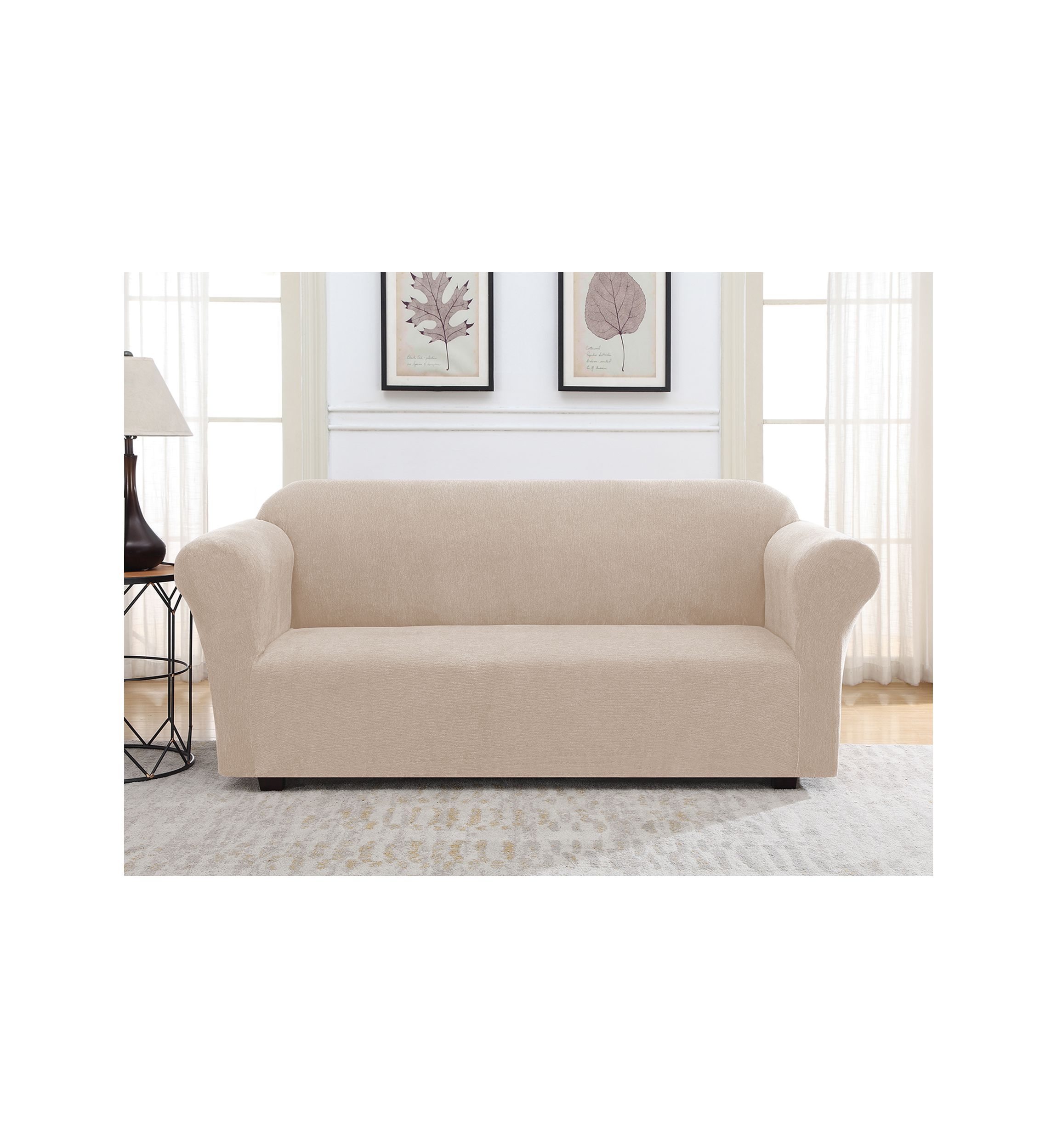 Solid Striae Slipcover for Sofa