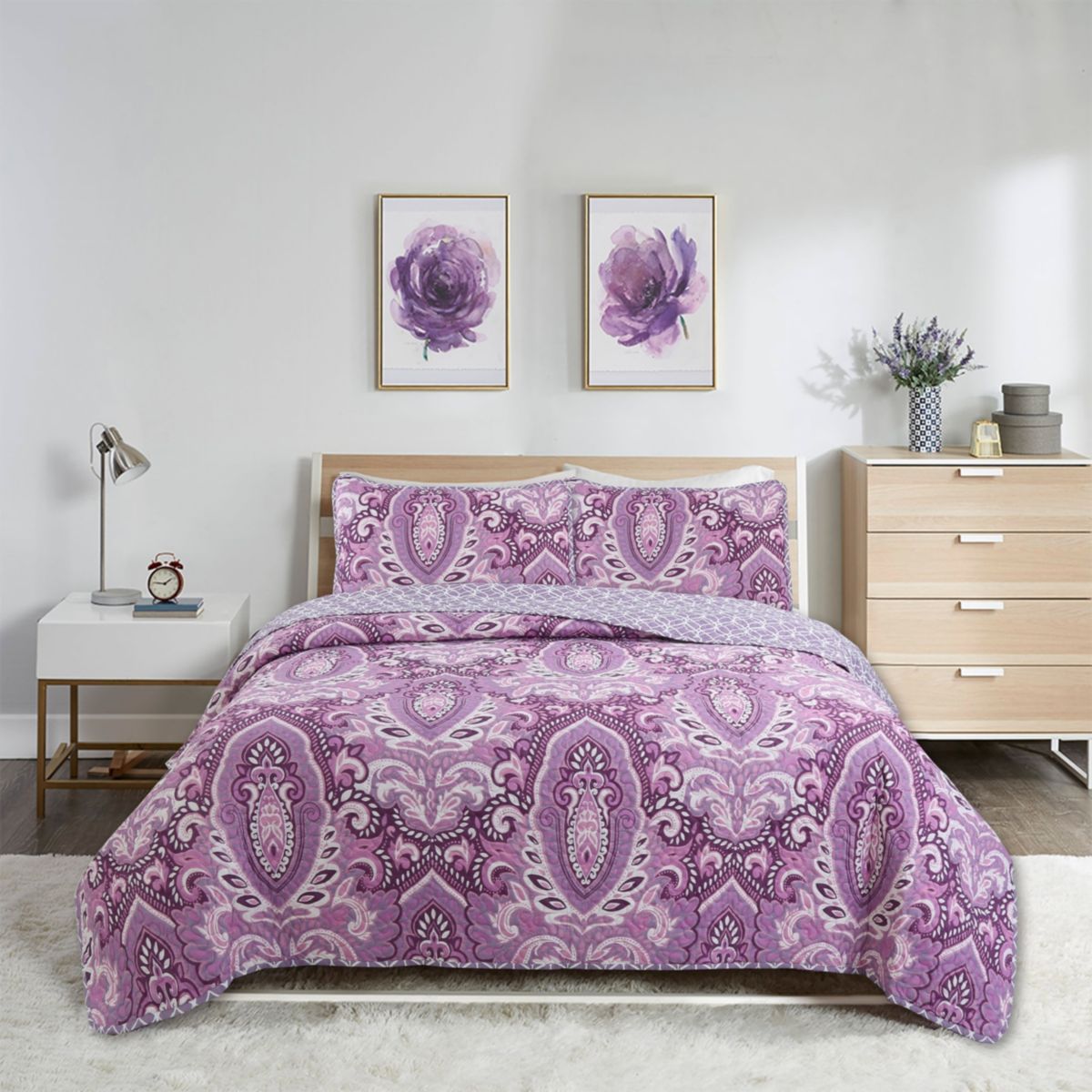 Felicity Plum 3-piece Quilt Set
