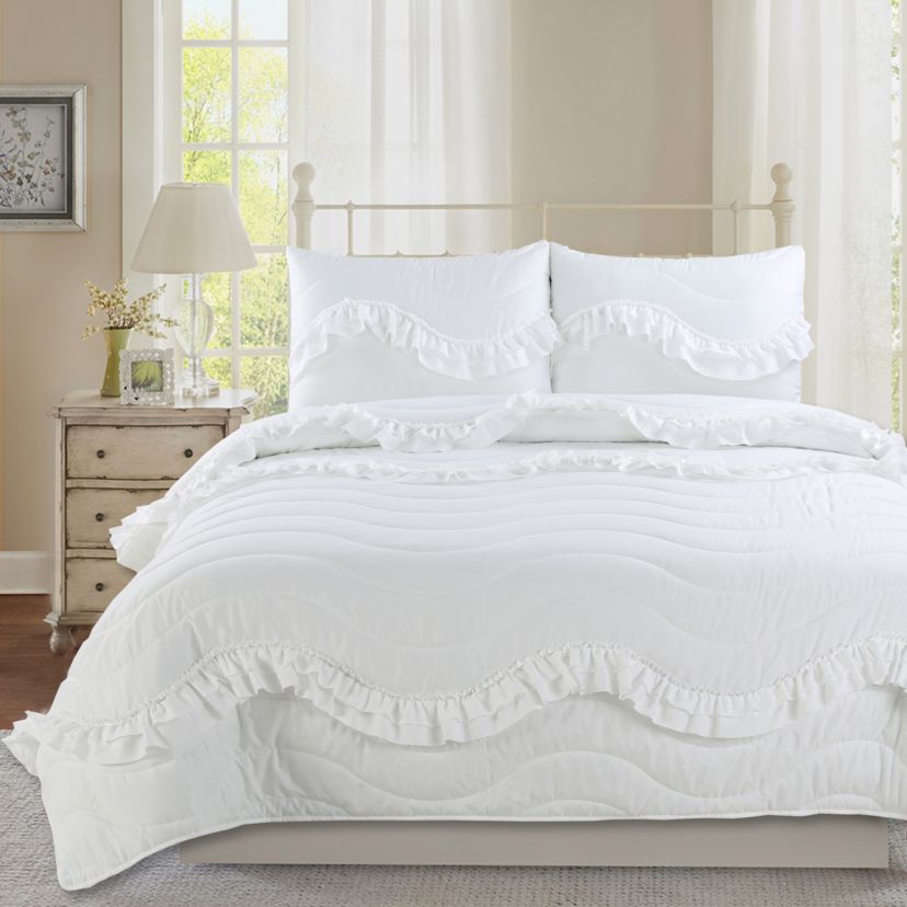 Charlotte Ruffle 3-piece Quilt Set