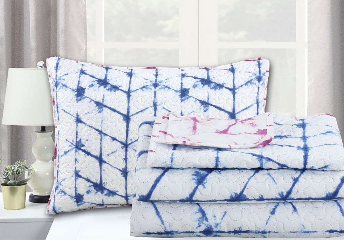 Tie Dye Blue/Purple 2-piece Quilt Set