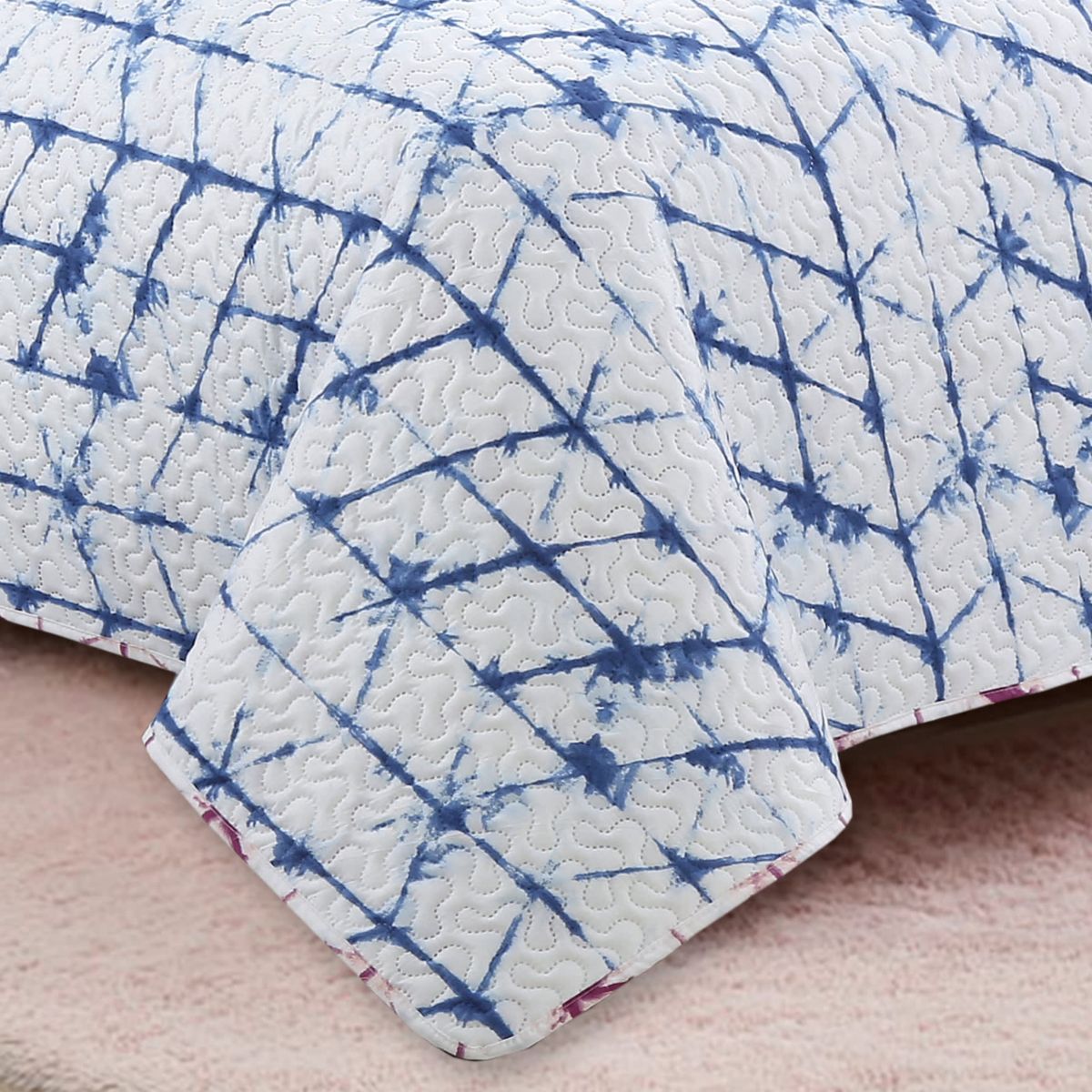 Tie Dye Blue/Purple 2-piece Quilt Set