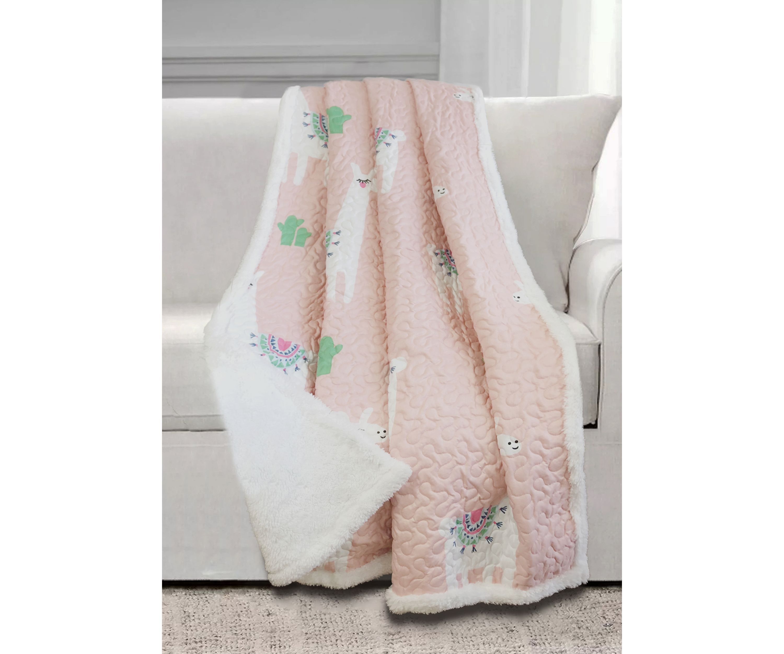 Cool Llama Quilted Sherpa Throw