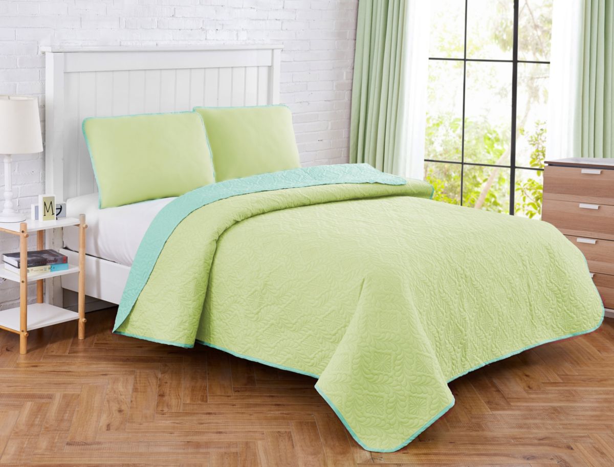 Solid Medallion Mint/Aqua 2-piece Quilt Set