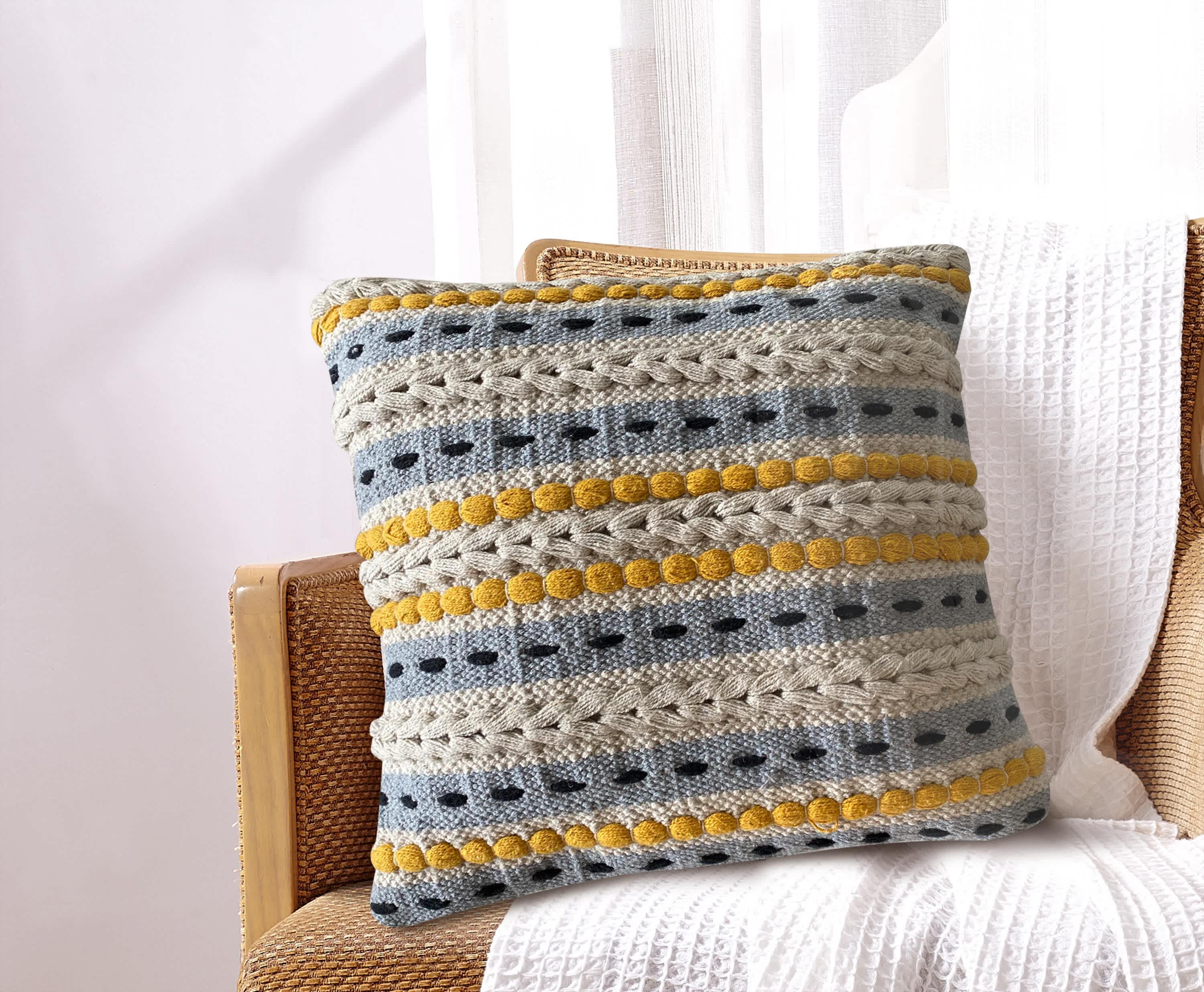 Malta Cotton Decorative Throw Pillow 18x18"