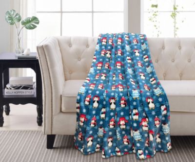 Skiing Penguins Plush Throw