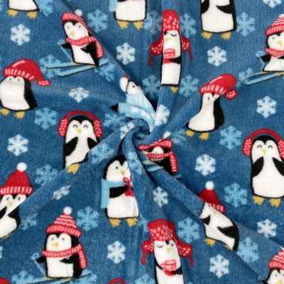 Skiing Penguins Plush Throw