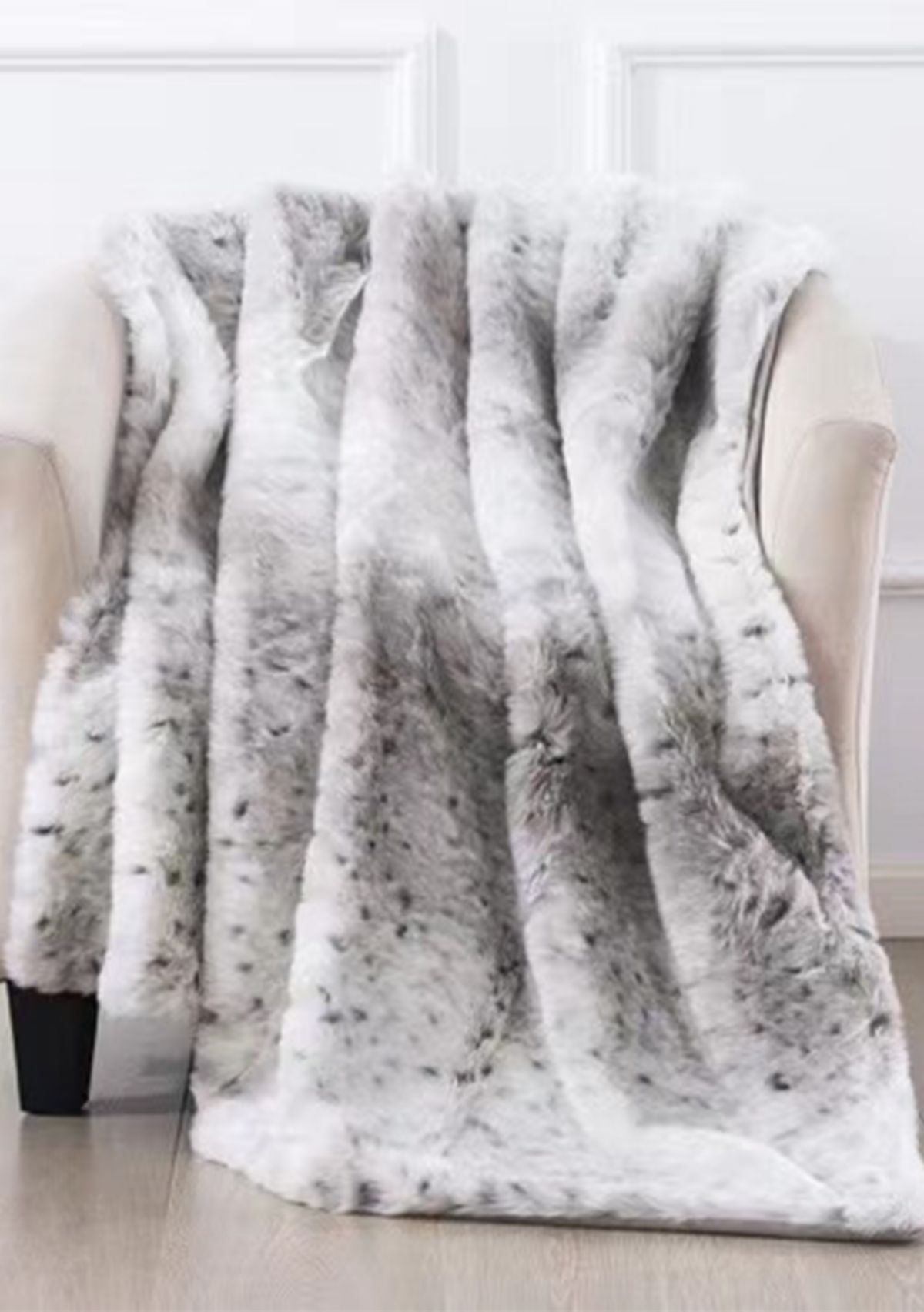 Snow Leopard Faux Fur Throw