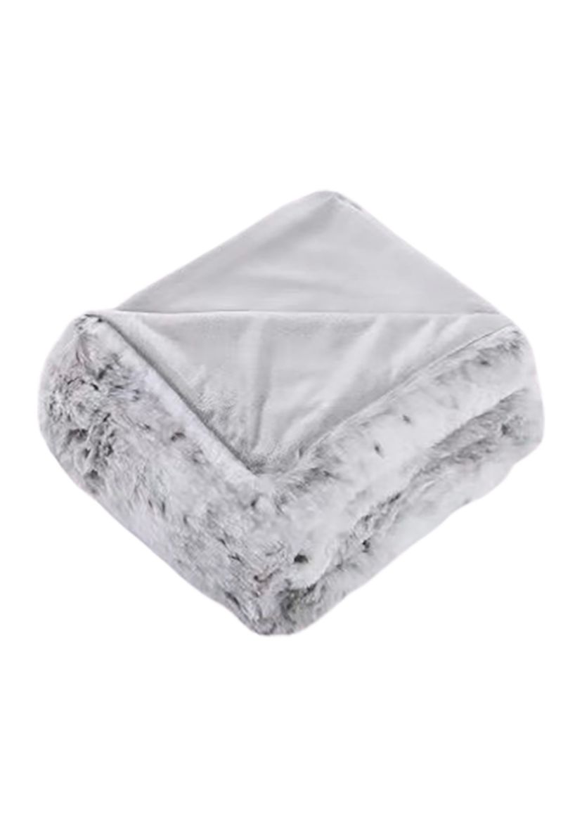 Snow Leopard Faux Fur Throw