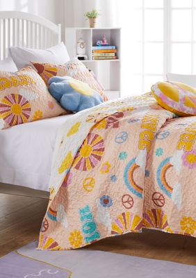 Greenland Home Fashions Quilt and Pillow Sham Set, Peach, Twin XL