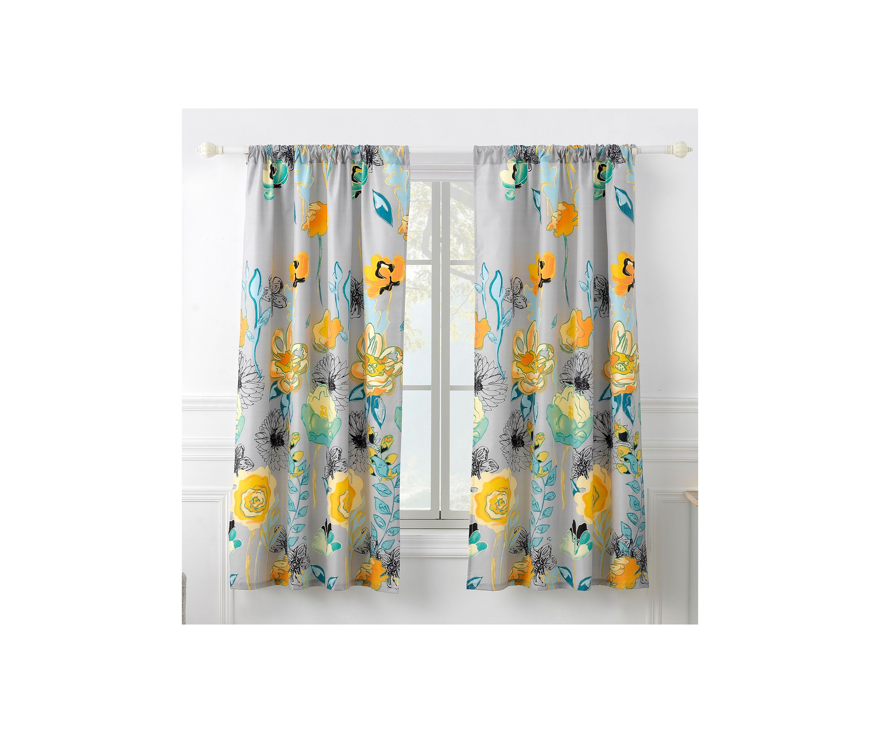 Watercolor Dream Gray Window Panel Pair 84