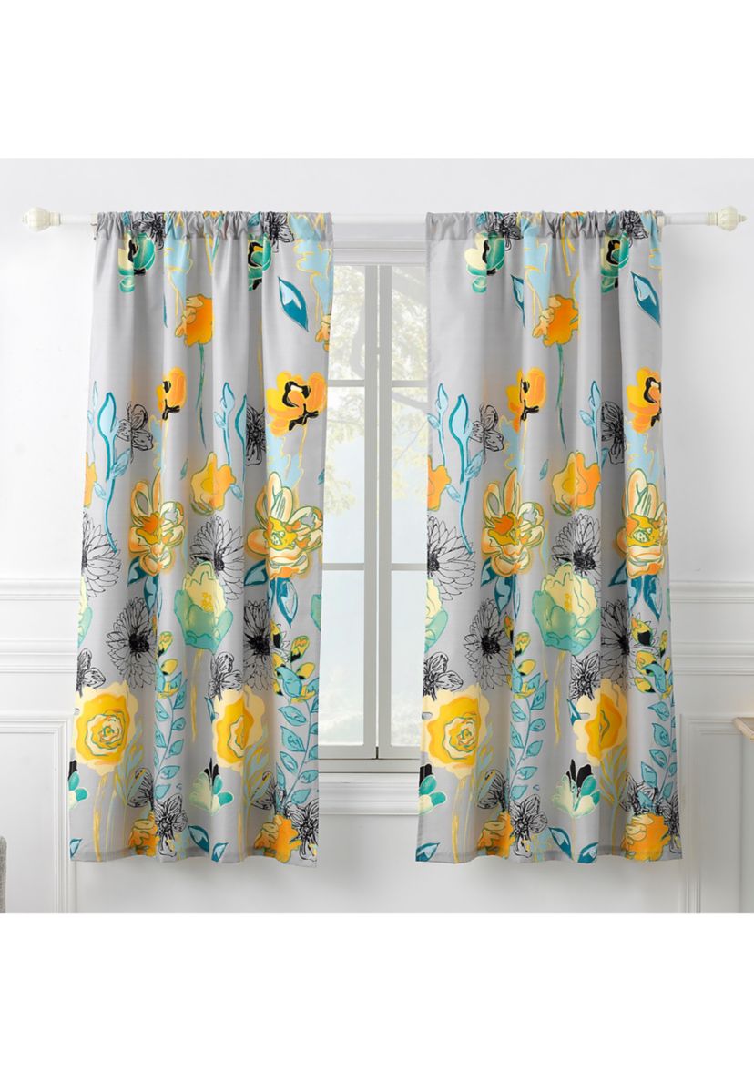 Watercolor Dream Gray Window Panel Pair 84