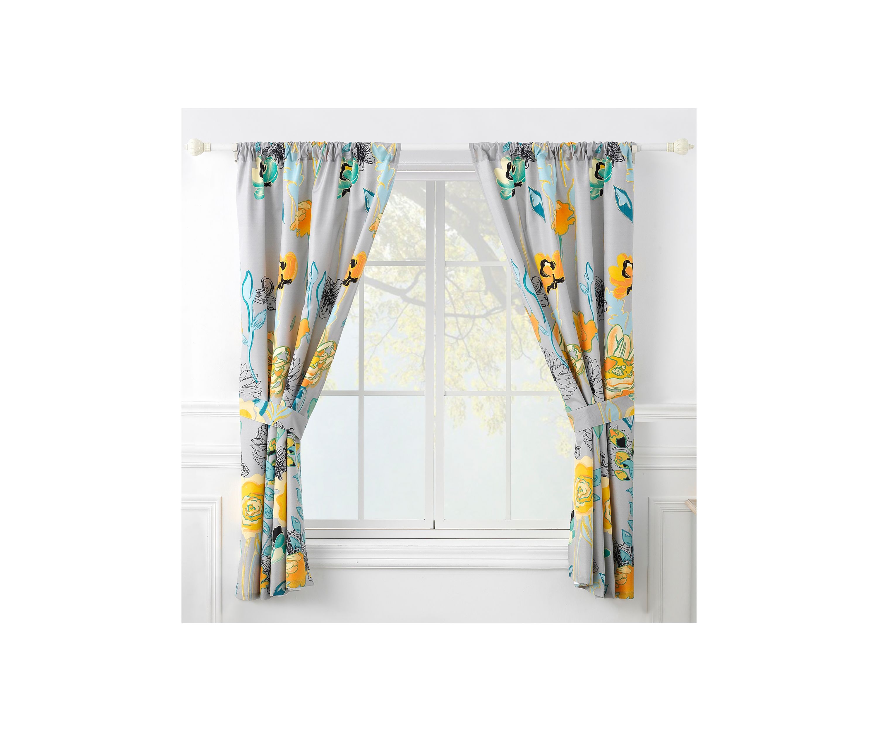Watercolor Dream Gray Window Panel Pair 84