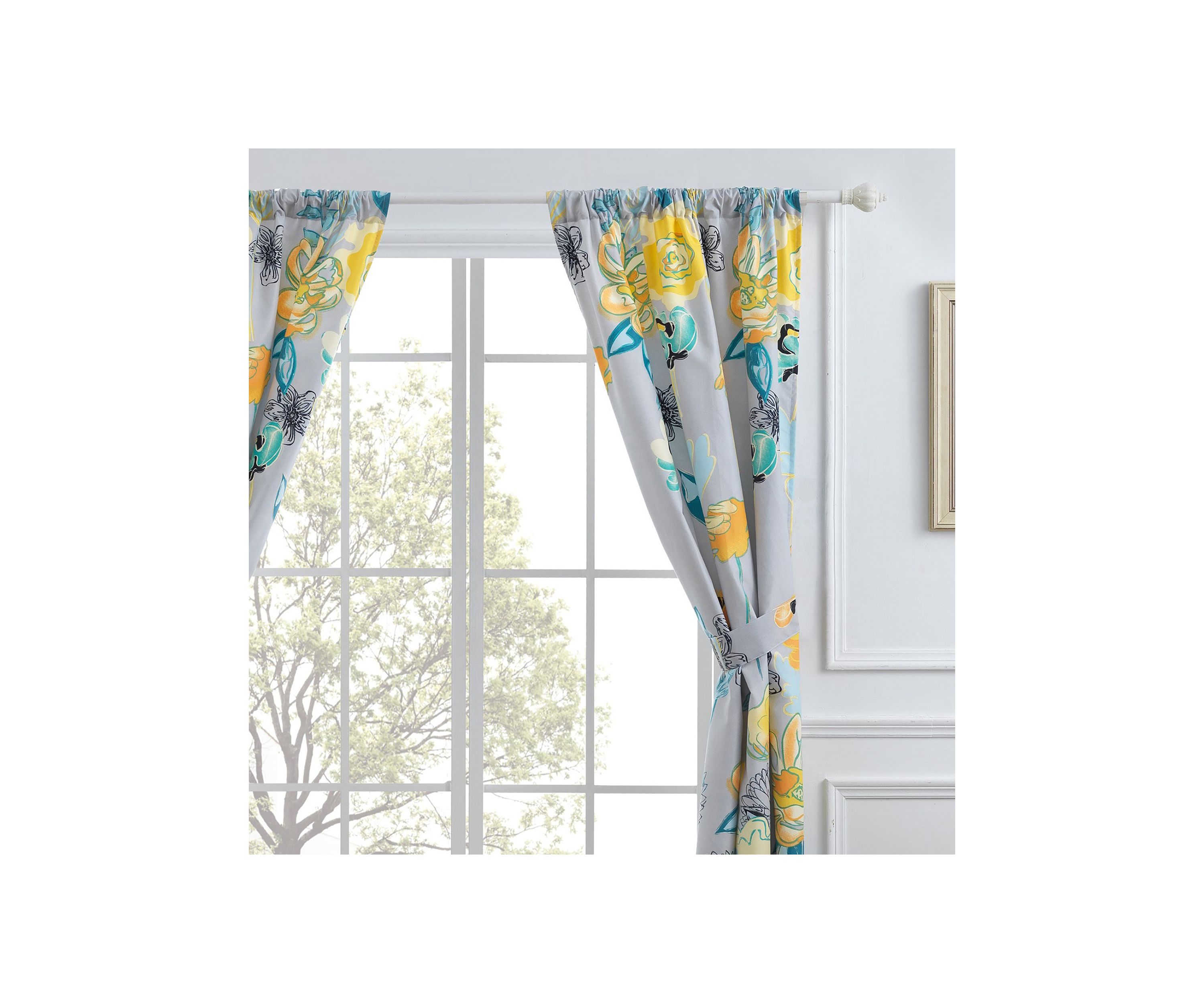 Watercolor Dream Gray Window Panel Pair 84