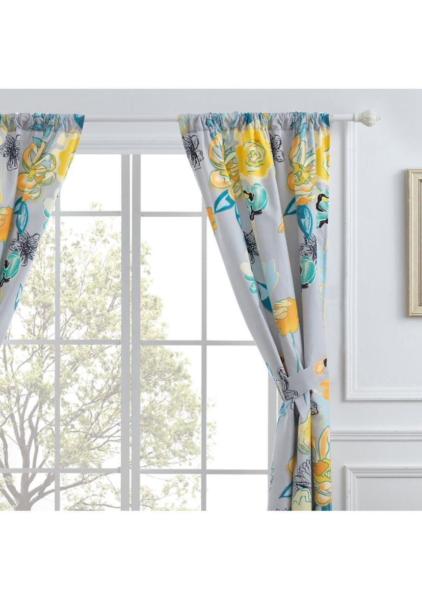 Watercolor Dream Gray Window Panel Pair 84