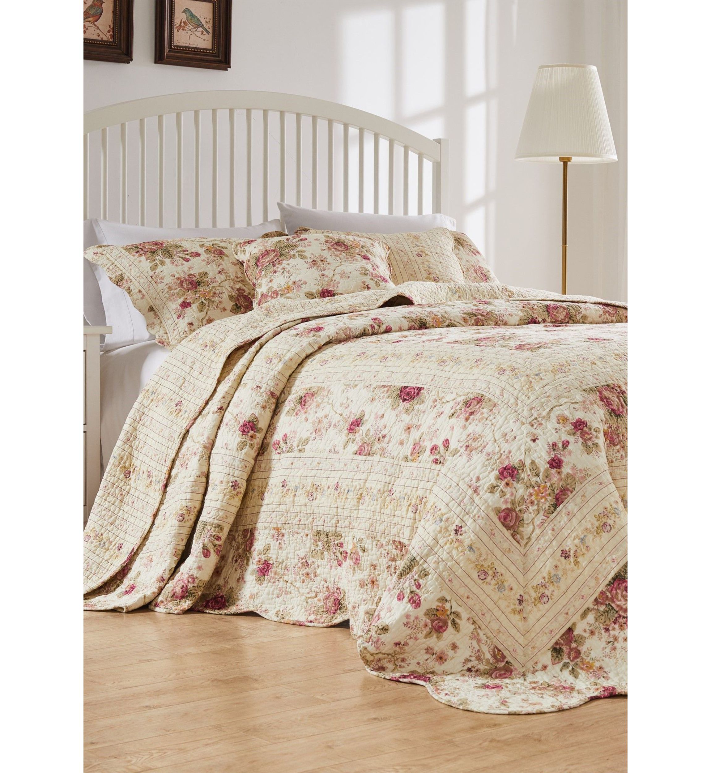 Antique Rose Bedspread Set