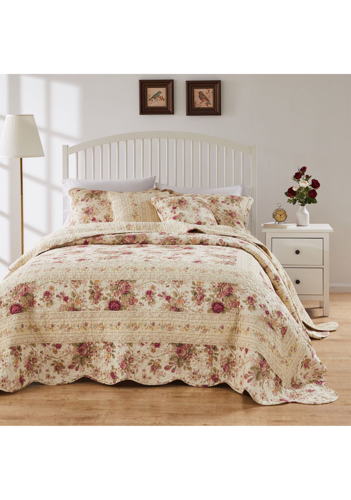 Antique Rose Bedspread Set