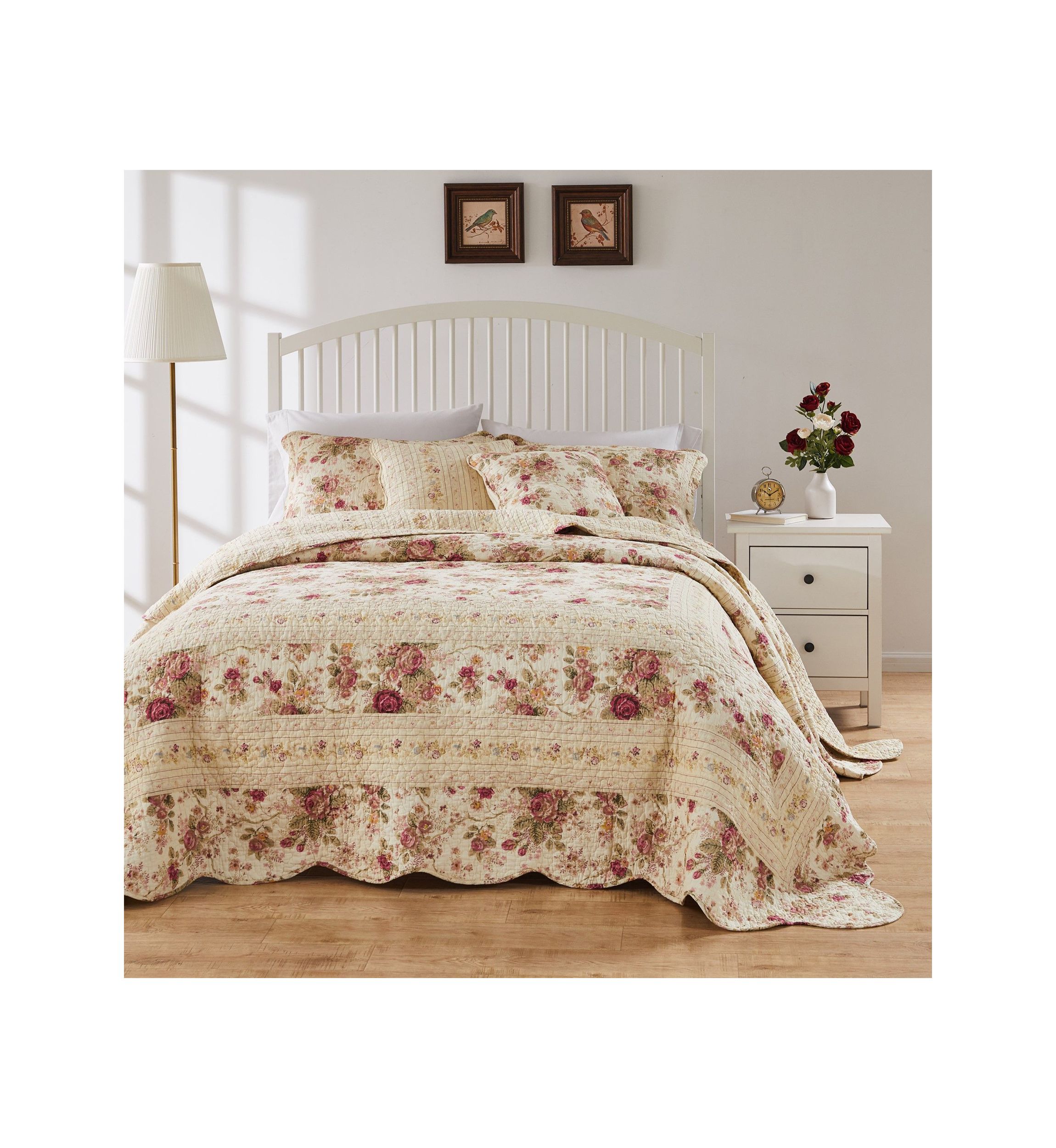 Antique Rose Bedspread Set