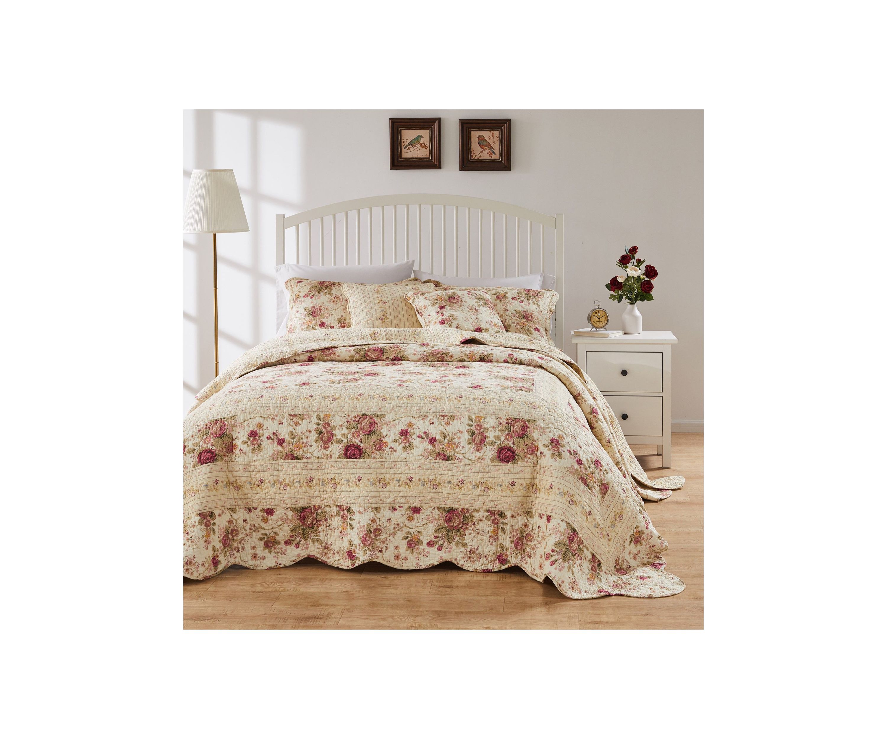 Antique Rose Bedspread Set