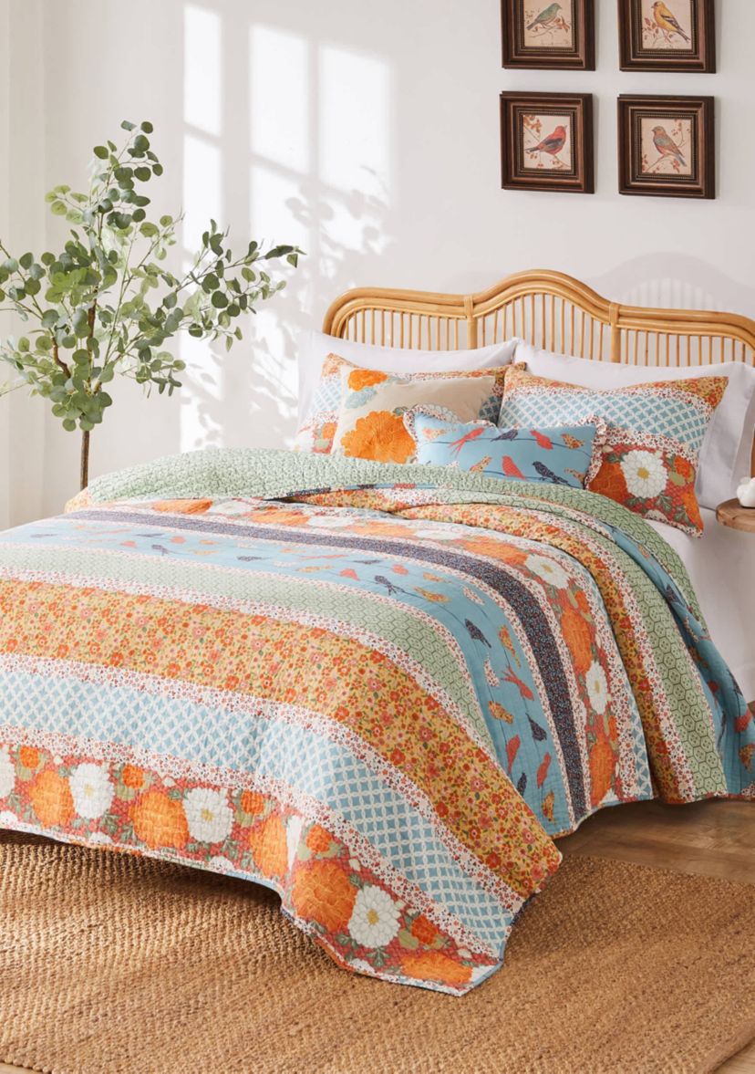 Carlie Calico Stripe Quilt Set