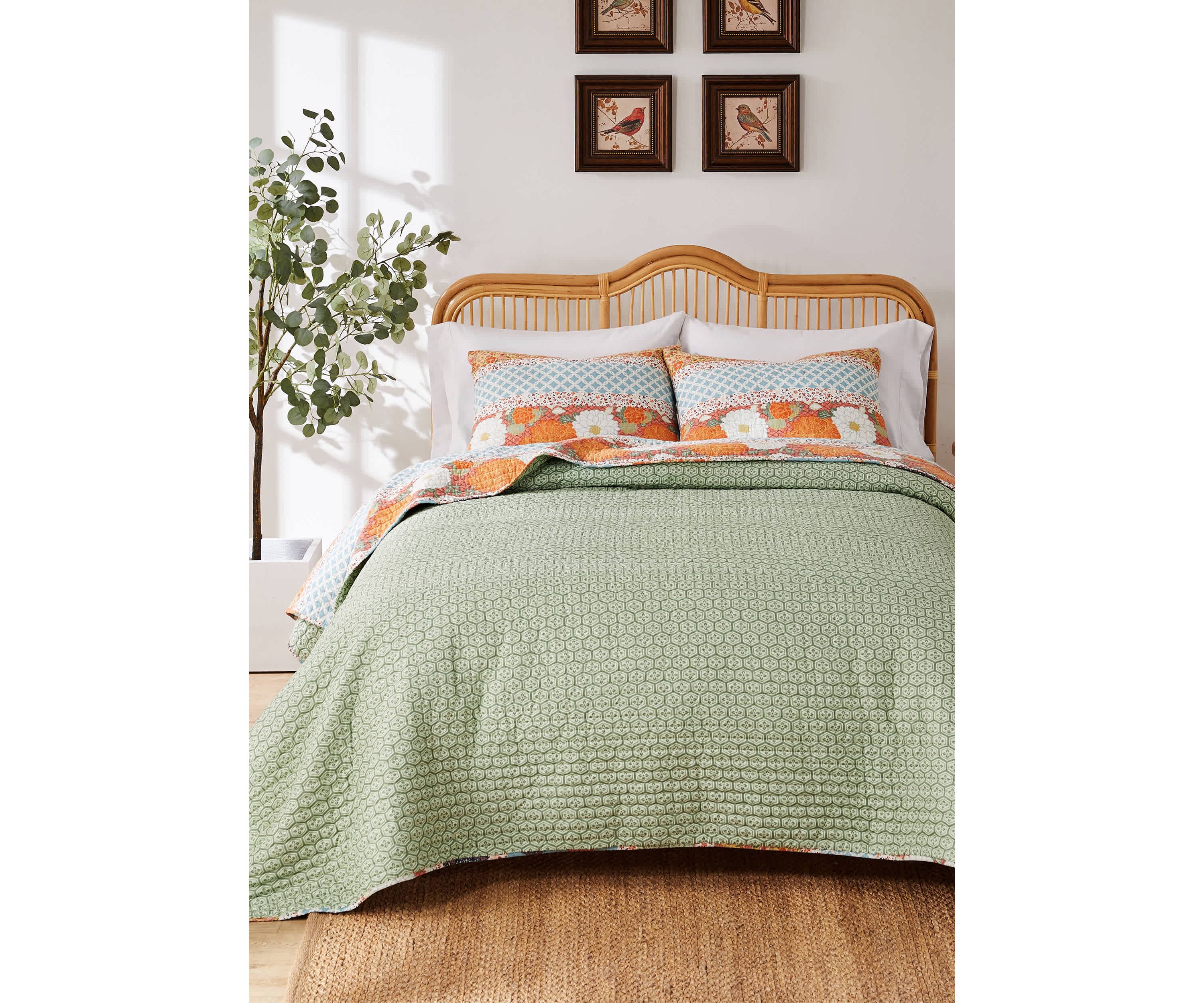 Carlie Calico Stripe Quilt Set