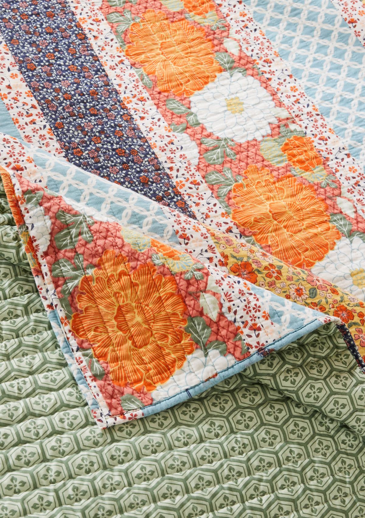 Carlie Calico Stripe Quilt Set