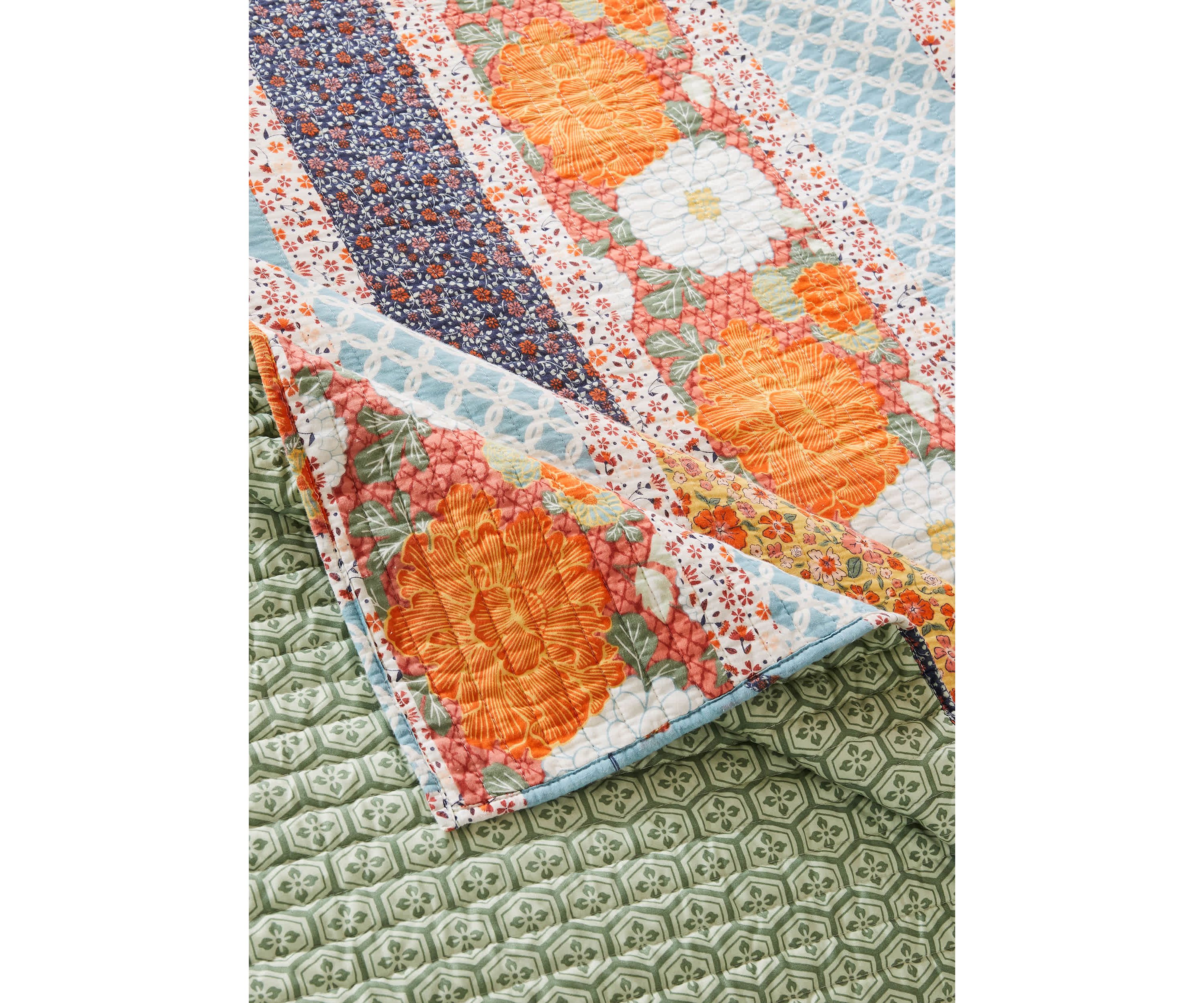 Carlie Calico Stripe Quilt Set