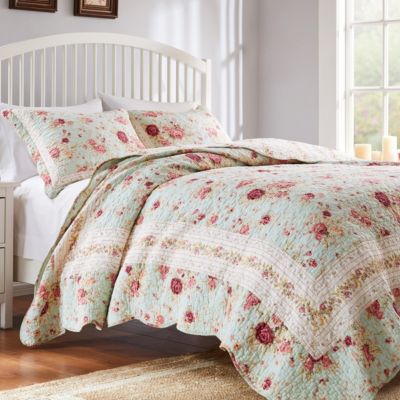 Antique Rose Blue Quilt Set