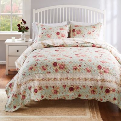 Antique Rose Blue Quilt Set