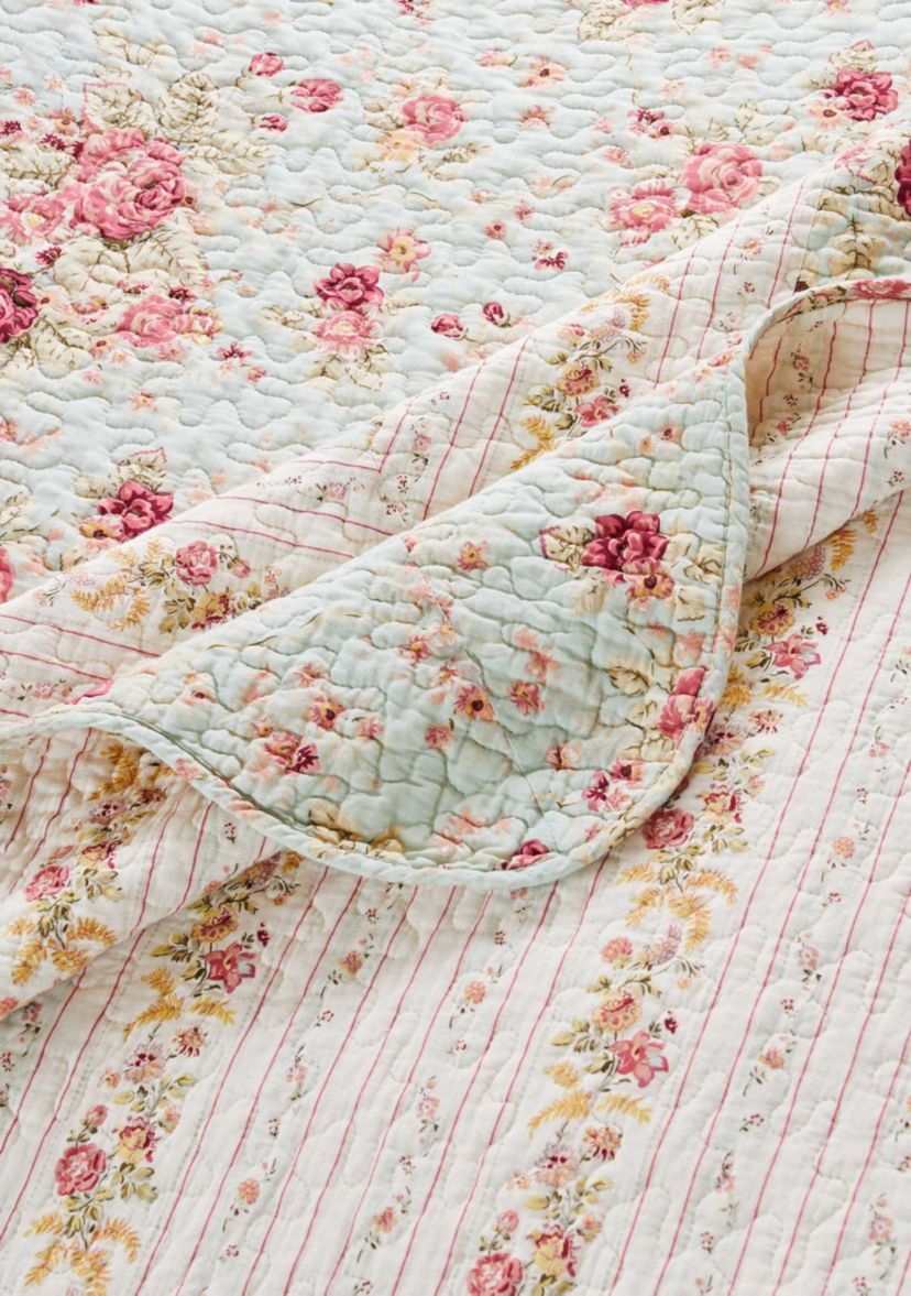 Antique Rose Blue Quilt Set