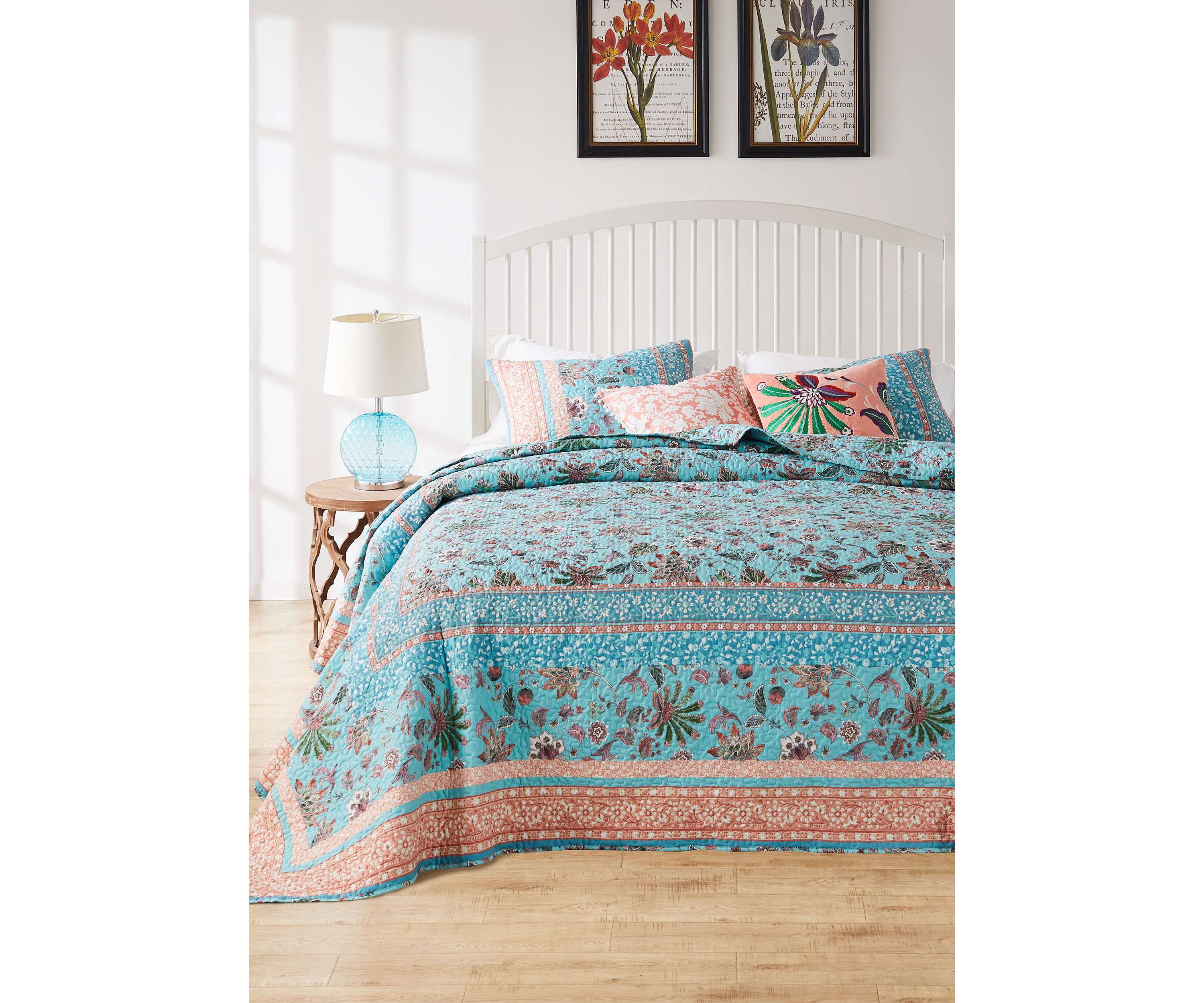 Audrey Turquoise Bedspread Set
