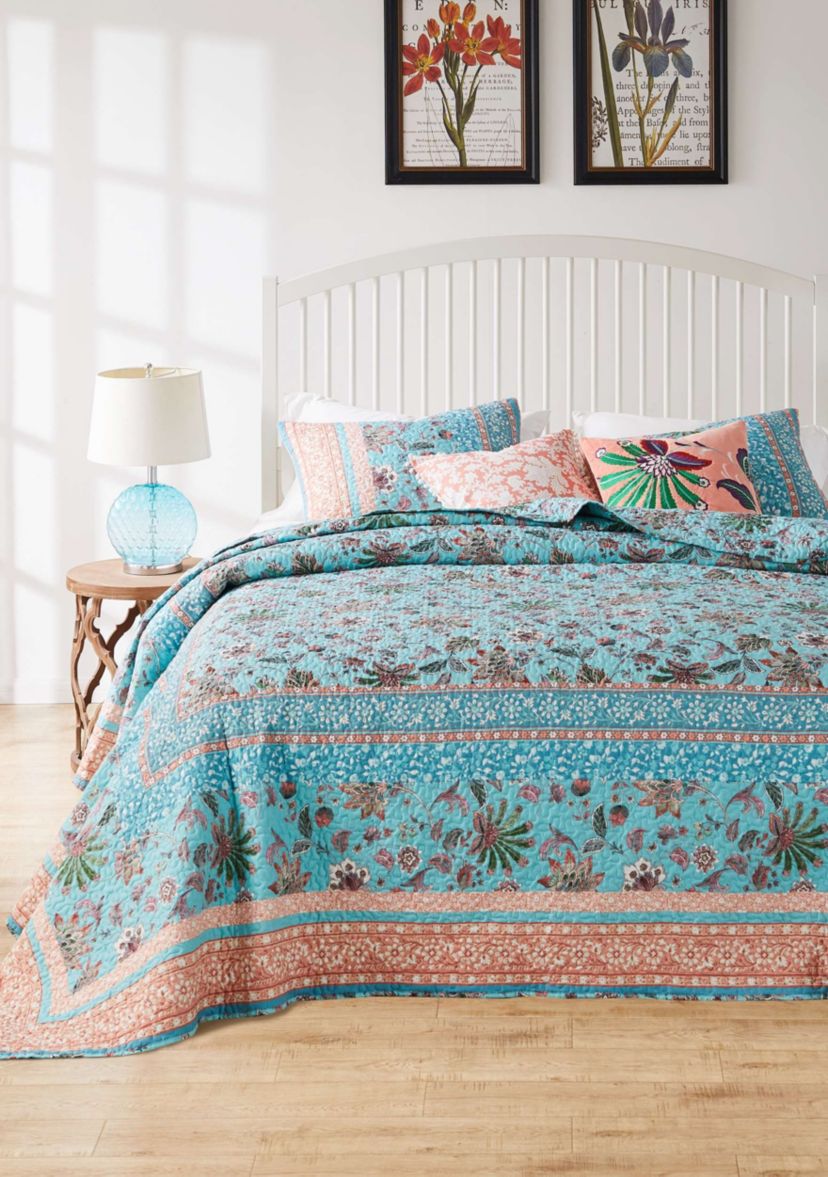 Audrey Turquoise Bedspread Set