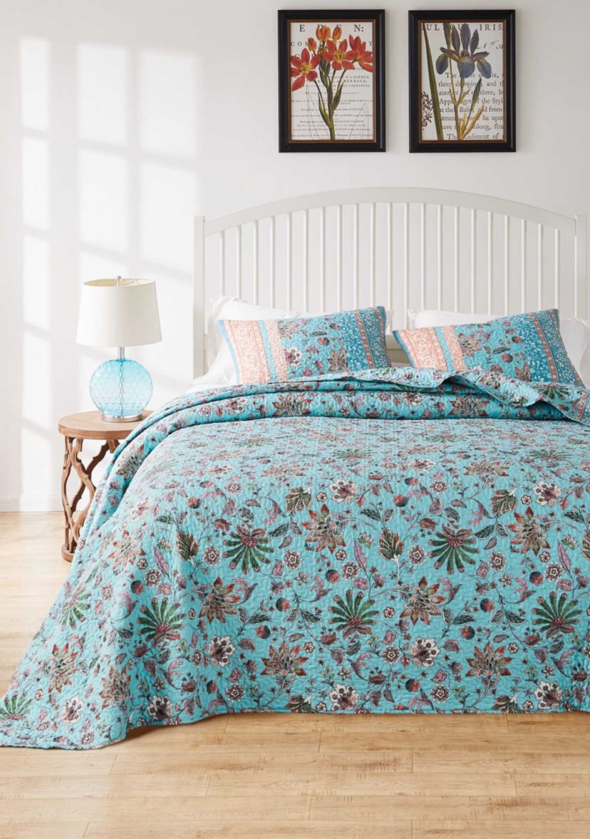 Audrey Turquoise Bedspread Set