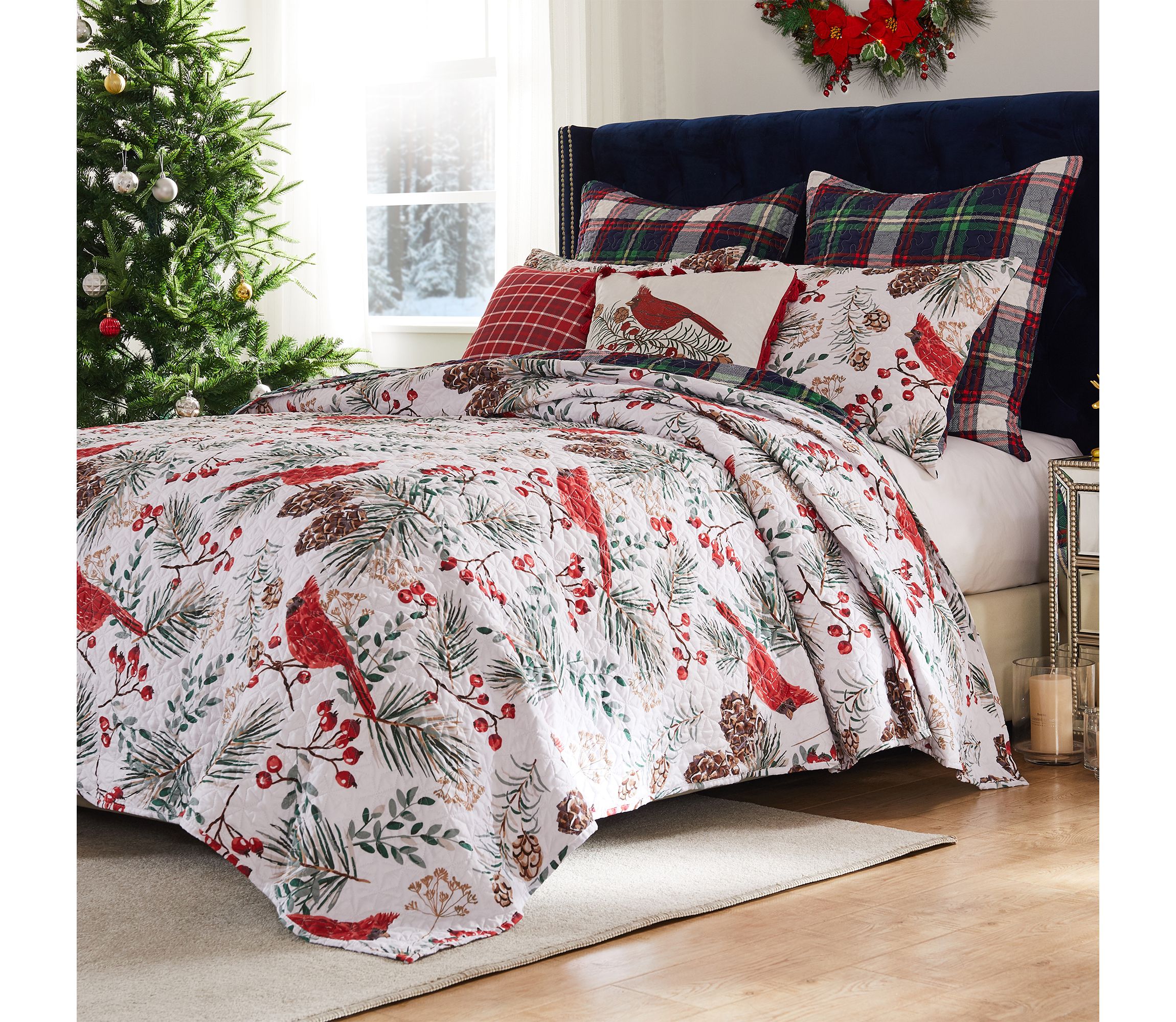 Cardinal Plaid Quilt Set