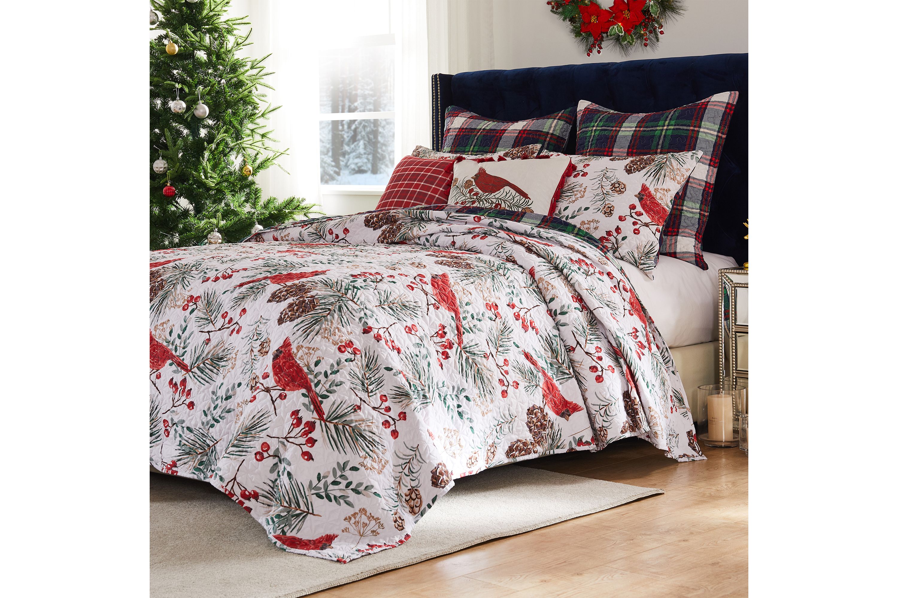 Cardinal Plaid Quilt Set