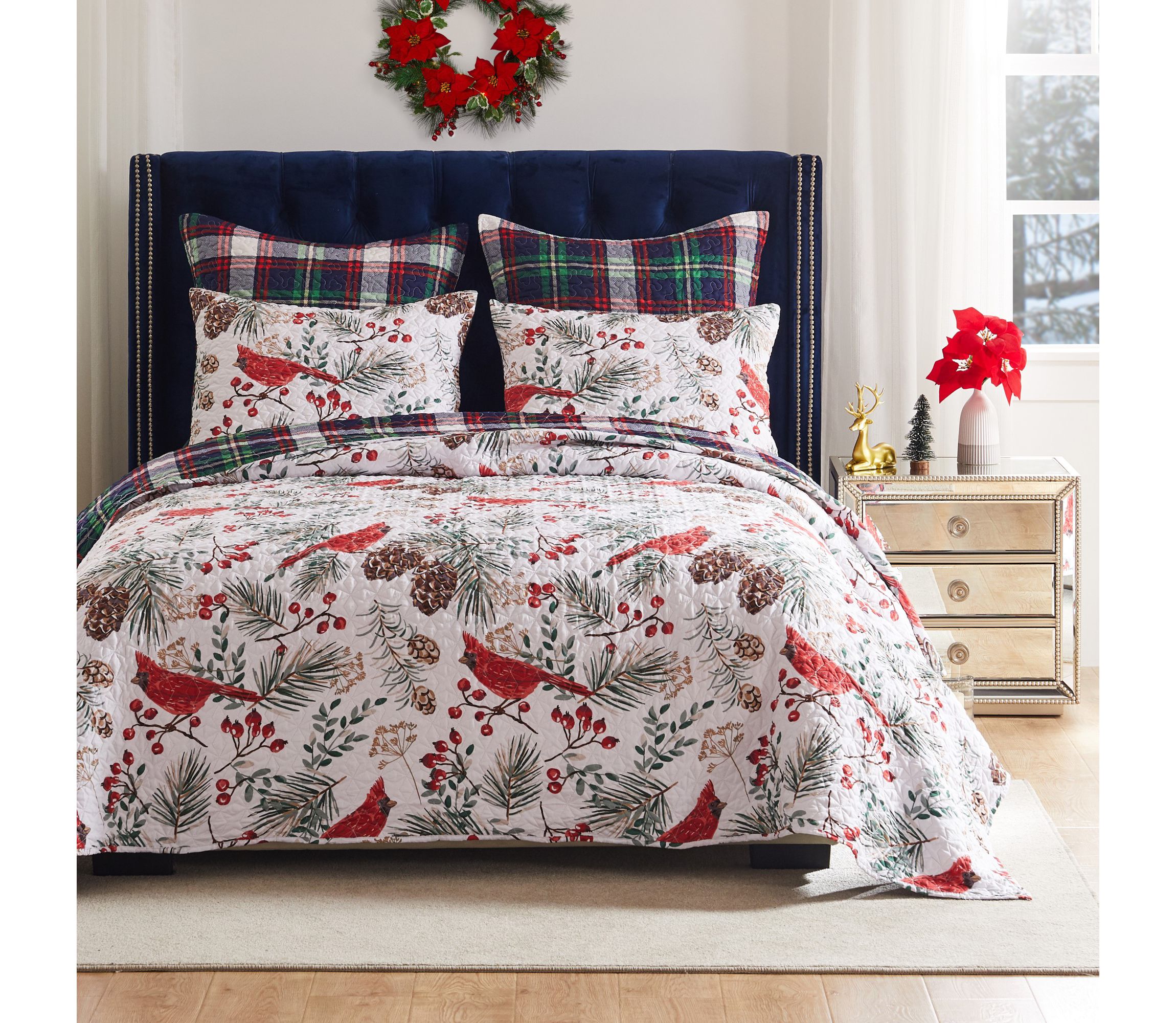 Cardinal Plaid Quilt Set
