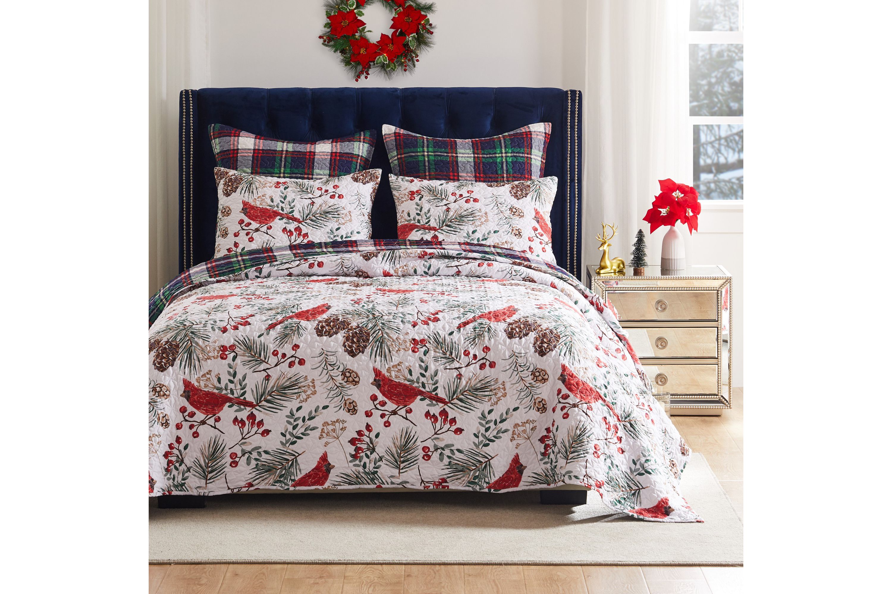 Cardinal Plaid Quilt Set