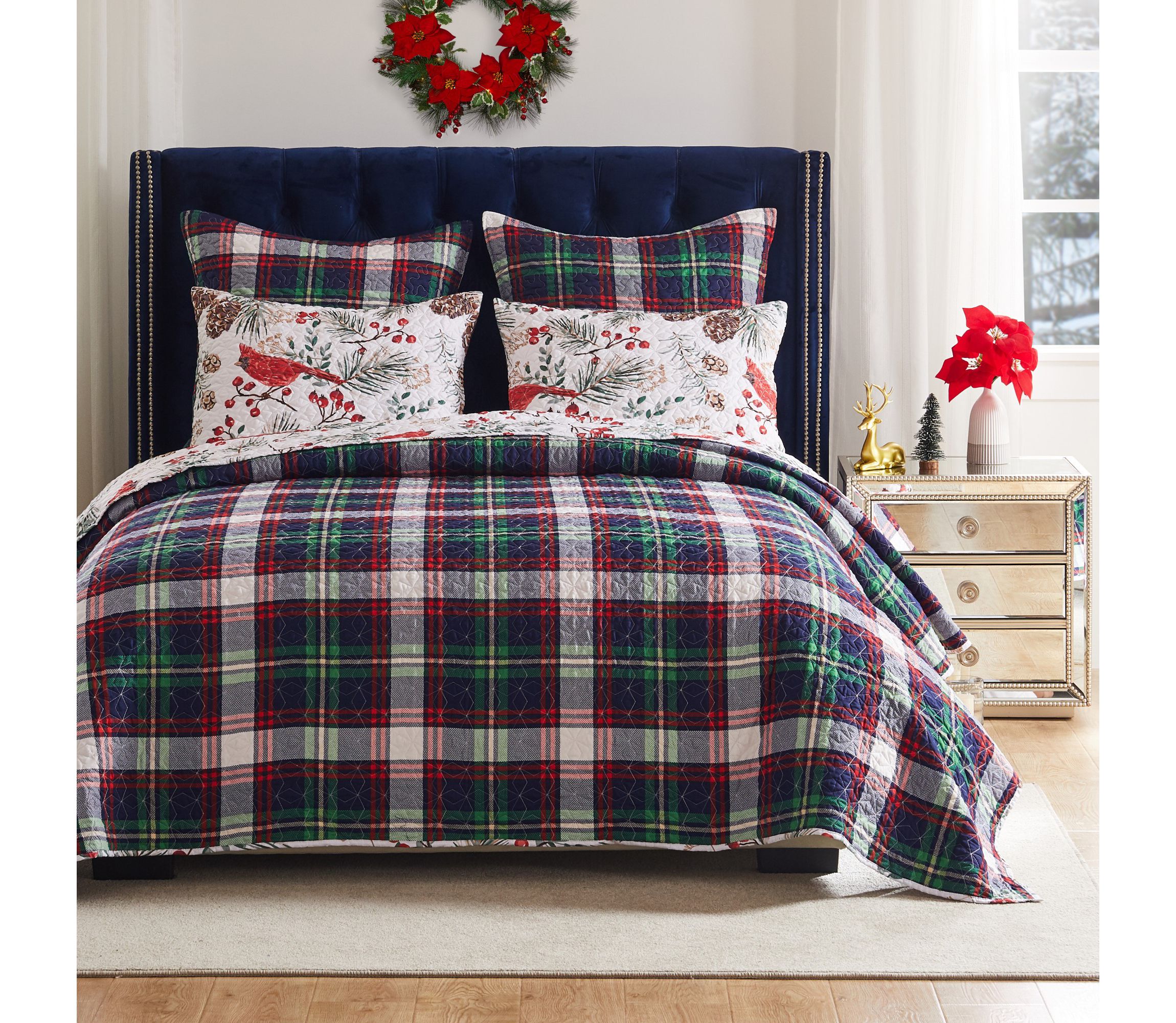 Cardinal Plaid Quilt Set