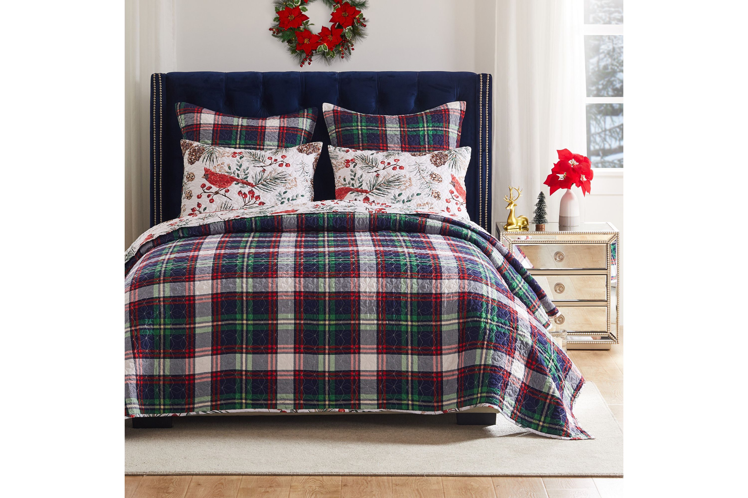 Cardinal Plaid Quilt Set
