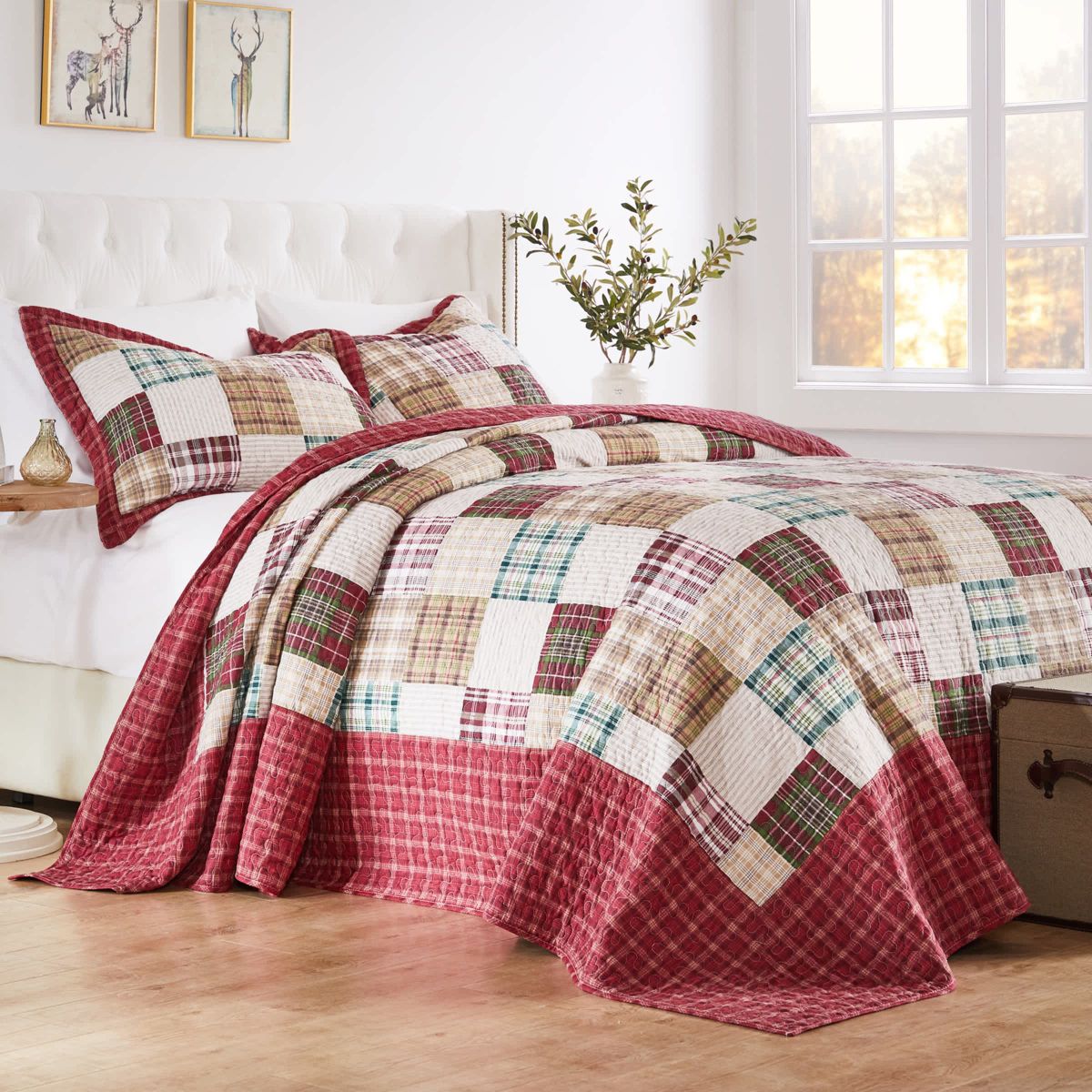 Oxford Red Bedspread Set