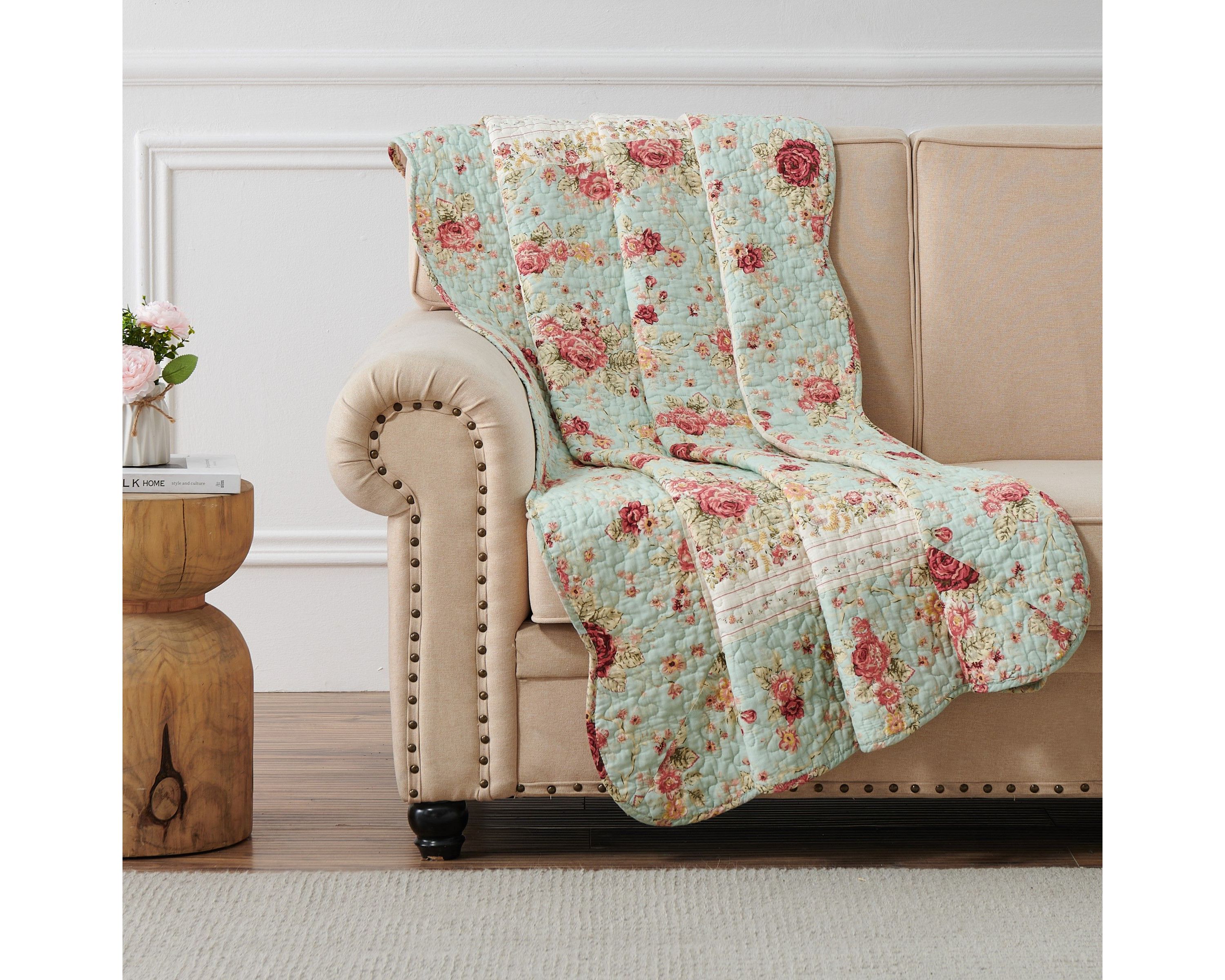 Antique Rose Blue Throw