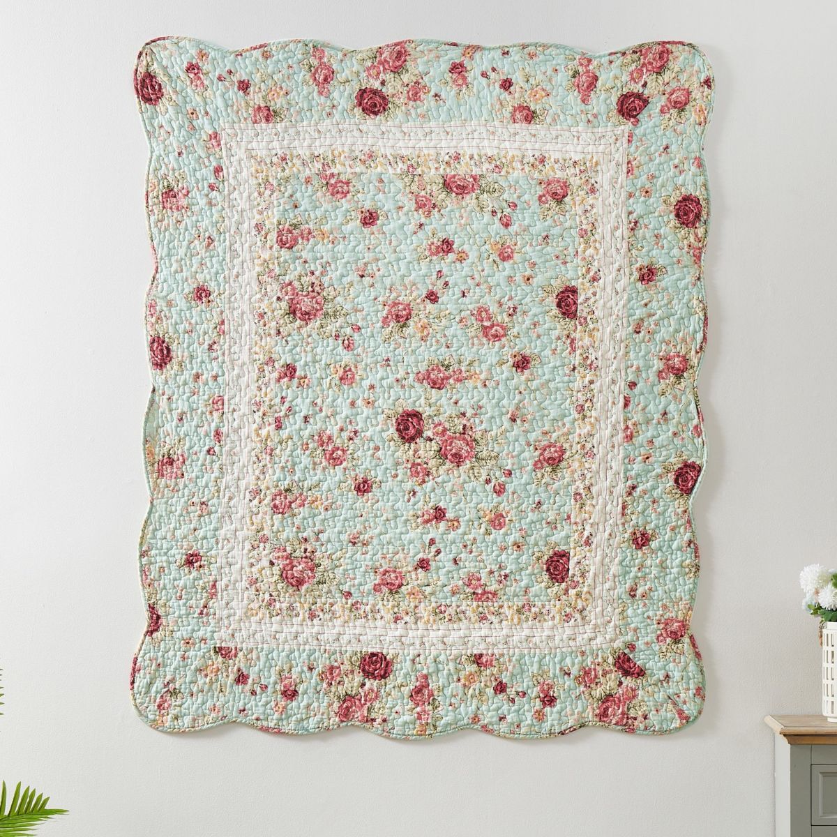 Antique Rose Blue Throw