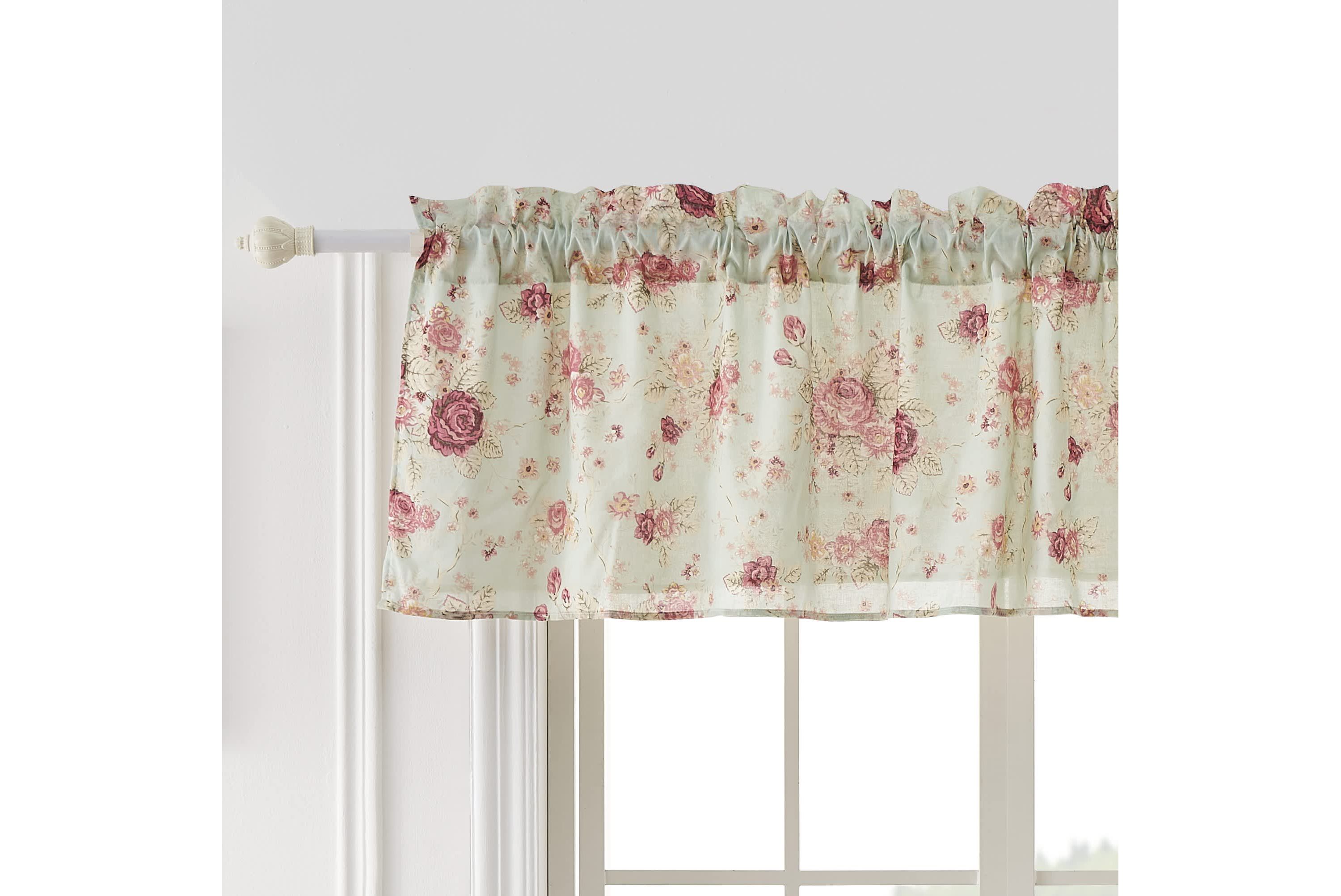 Antique Rose Blue Window Valance