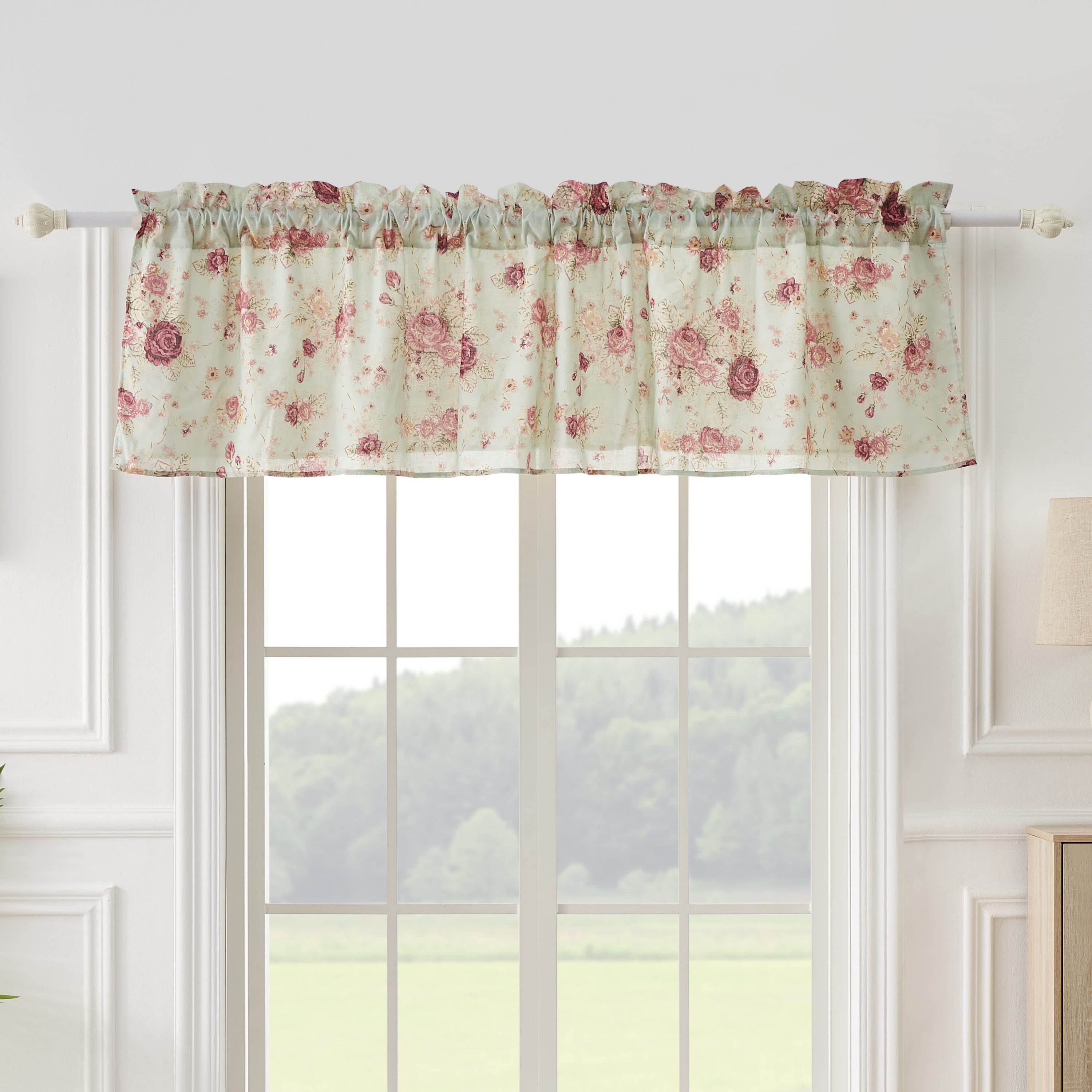 Antique Rose Blue Window Valance